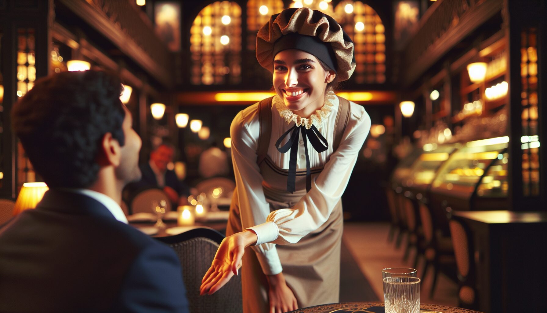 女僕親切迎接顧客