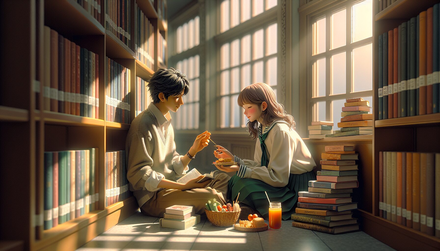 京太郎與山田在圖書室共享零食、曖昧氣氛漸濃的橋段細節