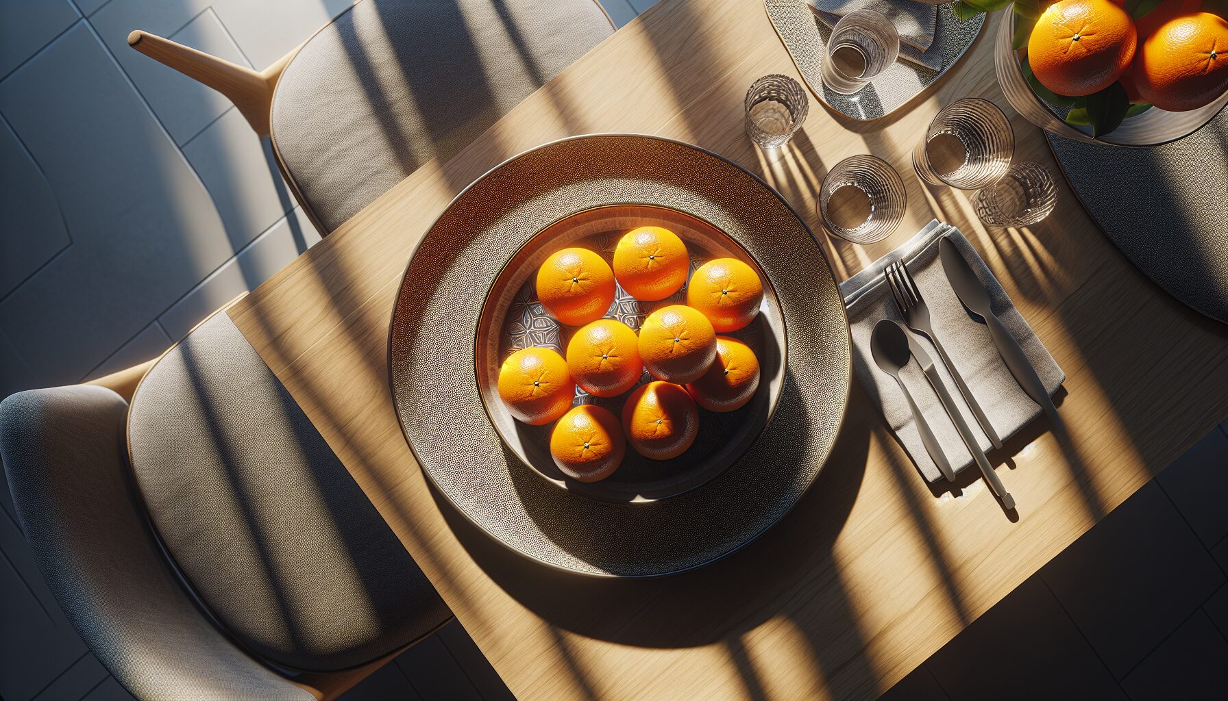 Photoshop AI 智慧物件替換示範，將盤中蘋果換為橘子，光影細節完美還原