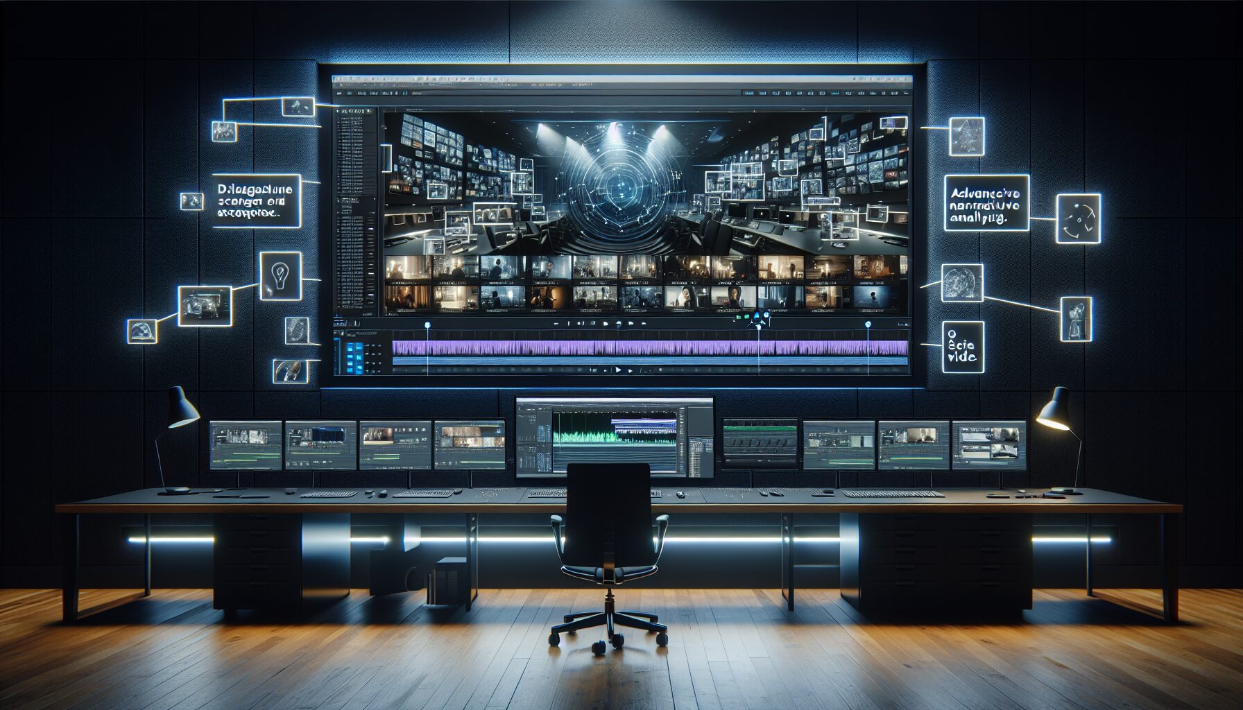Premiere Pro AI 敘事剪輯介面展示，自動安排粗剪與智慧分析對白