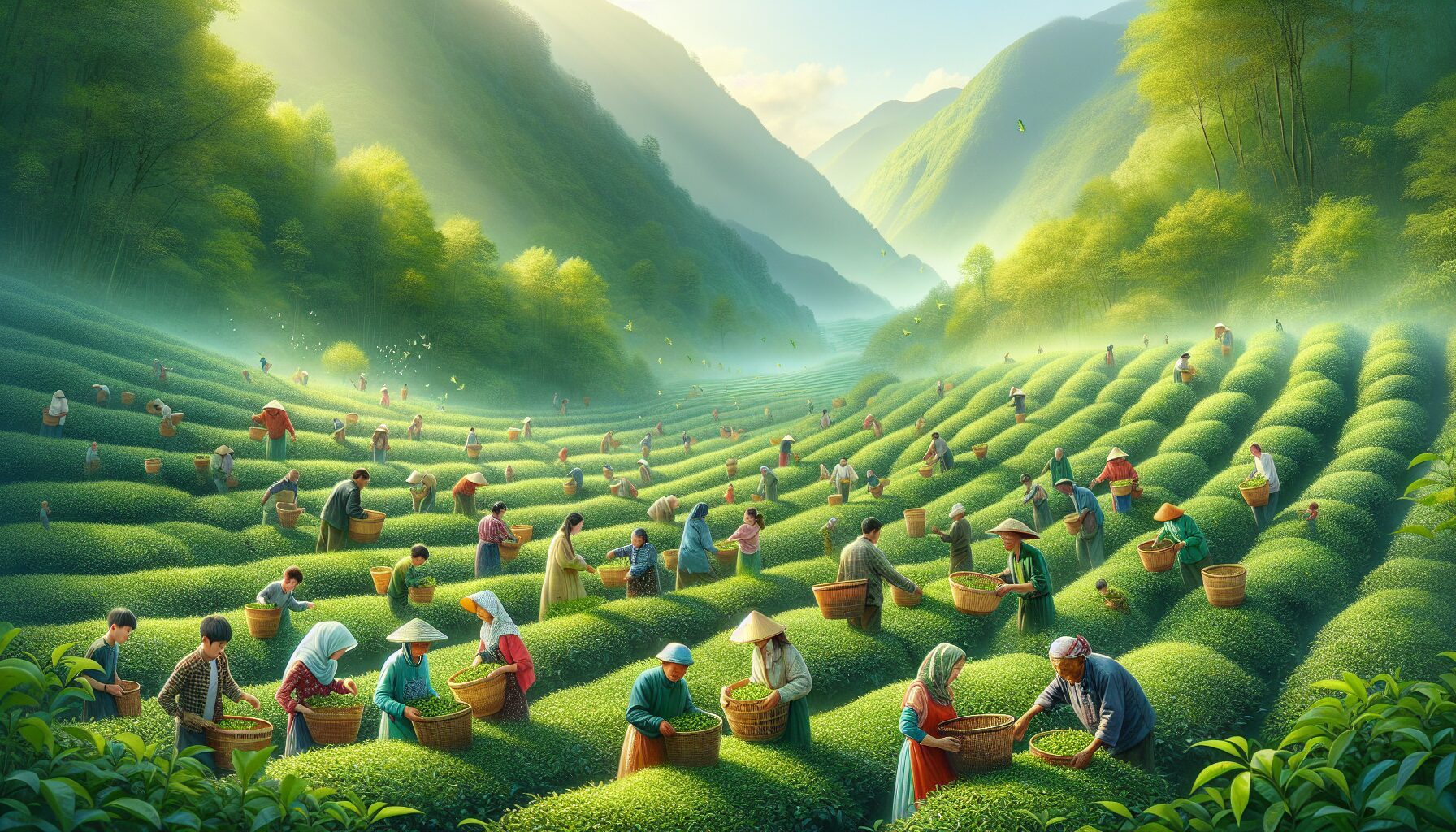 西湖龍井手工炒製現場，師傅專注於炒鍋中的茶葉動作