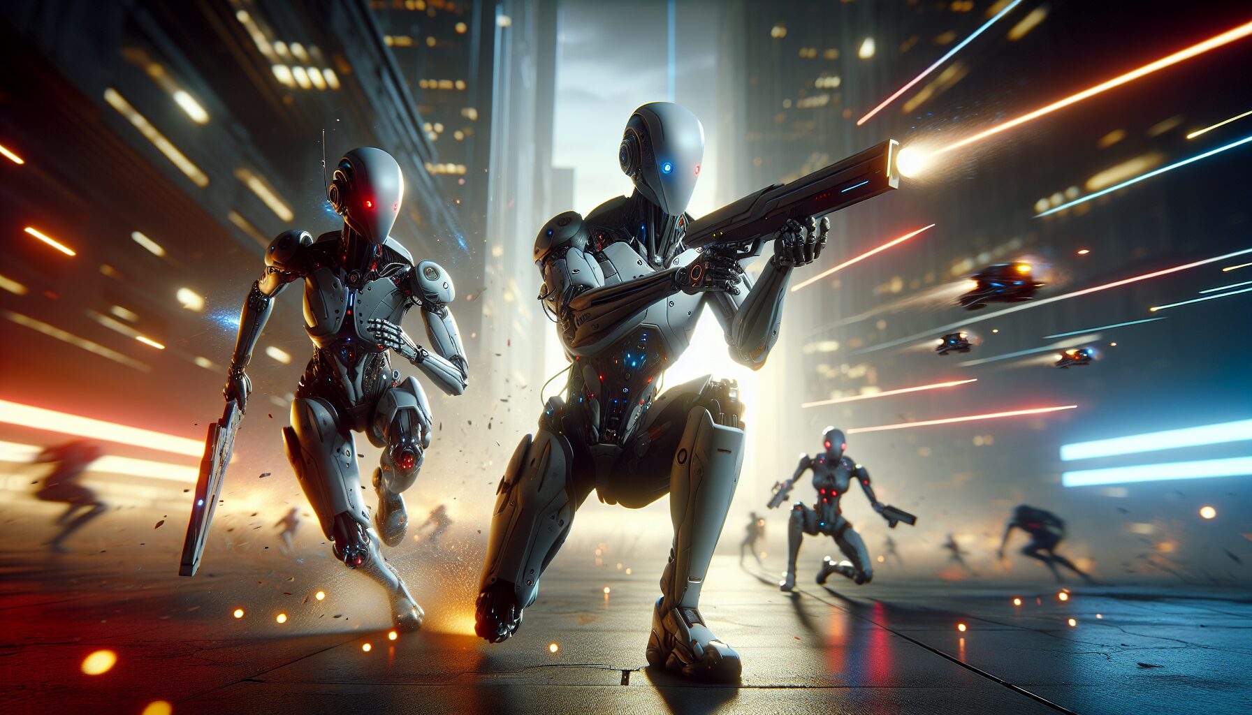 遊戲中3D戰鬥界面,2B與輔助機戰鬥動感畫面