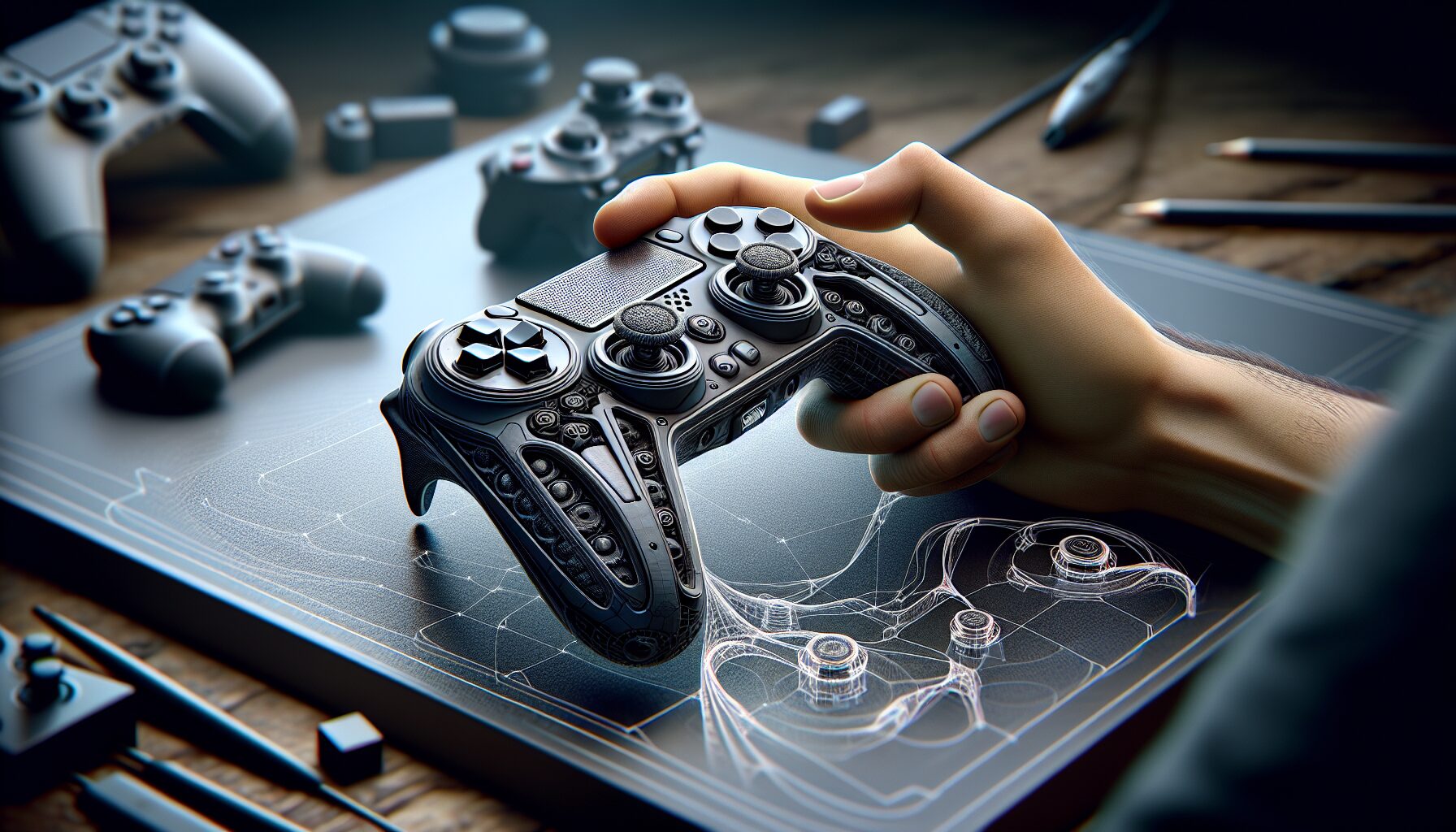 Xbox Series無線手把特寫，展示人體工學曲線與細緻防滑紋理。