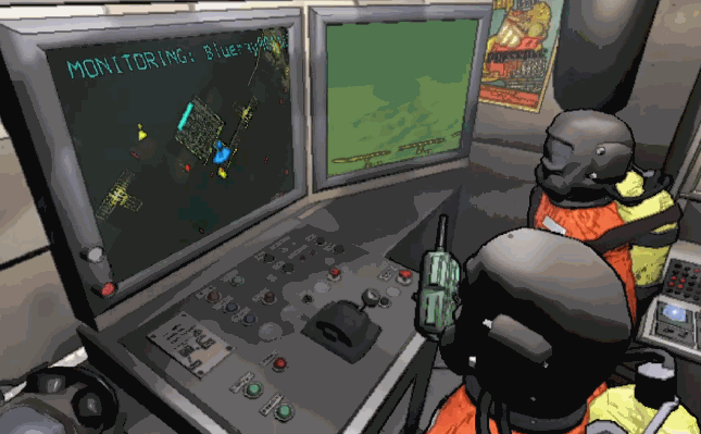 在船上透過監視器引導隊友