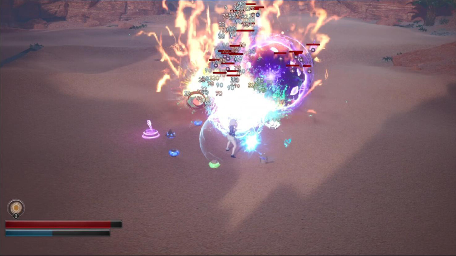 面對巨大的敵人，釋放強大的元素魔法