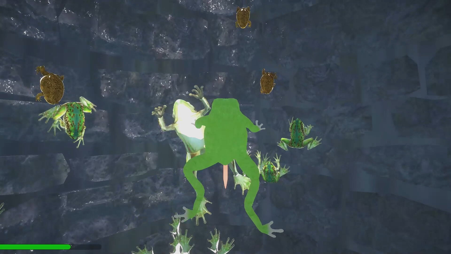 遊戲中青蛙主角面對敵人的場景