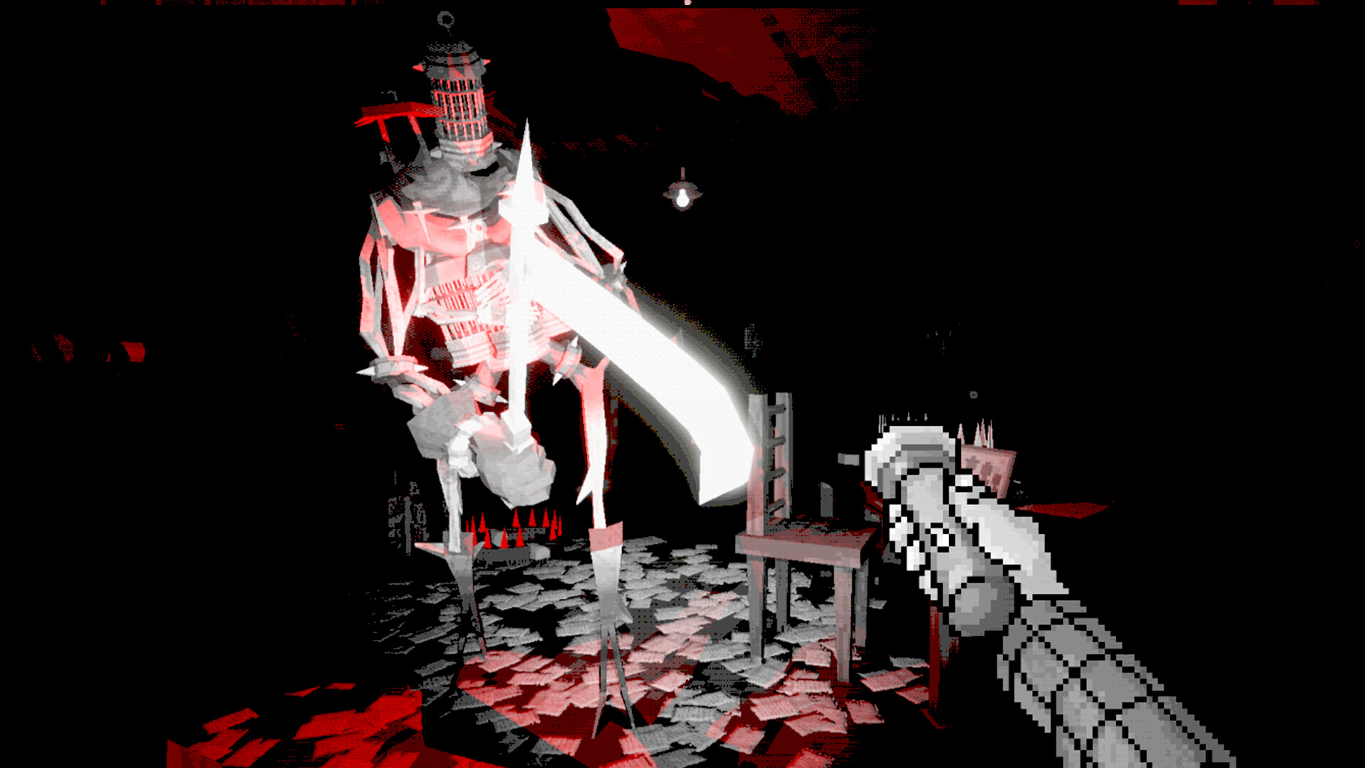 遊戲中的一個場景，充滿了詭異的裝飾和壓抑的氛圍