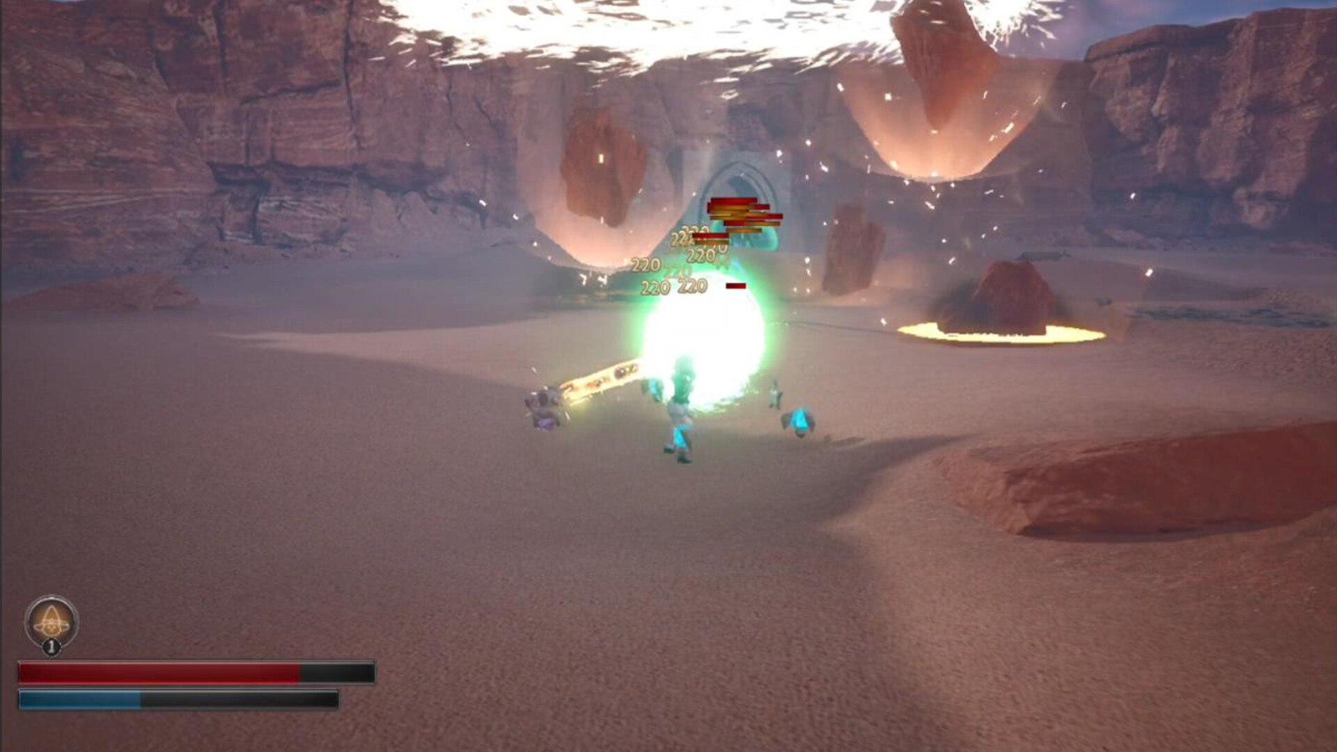 主角被多種魔法效果環繞