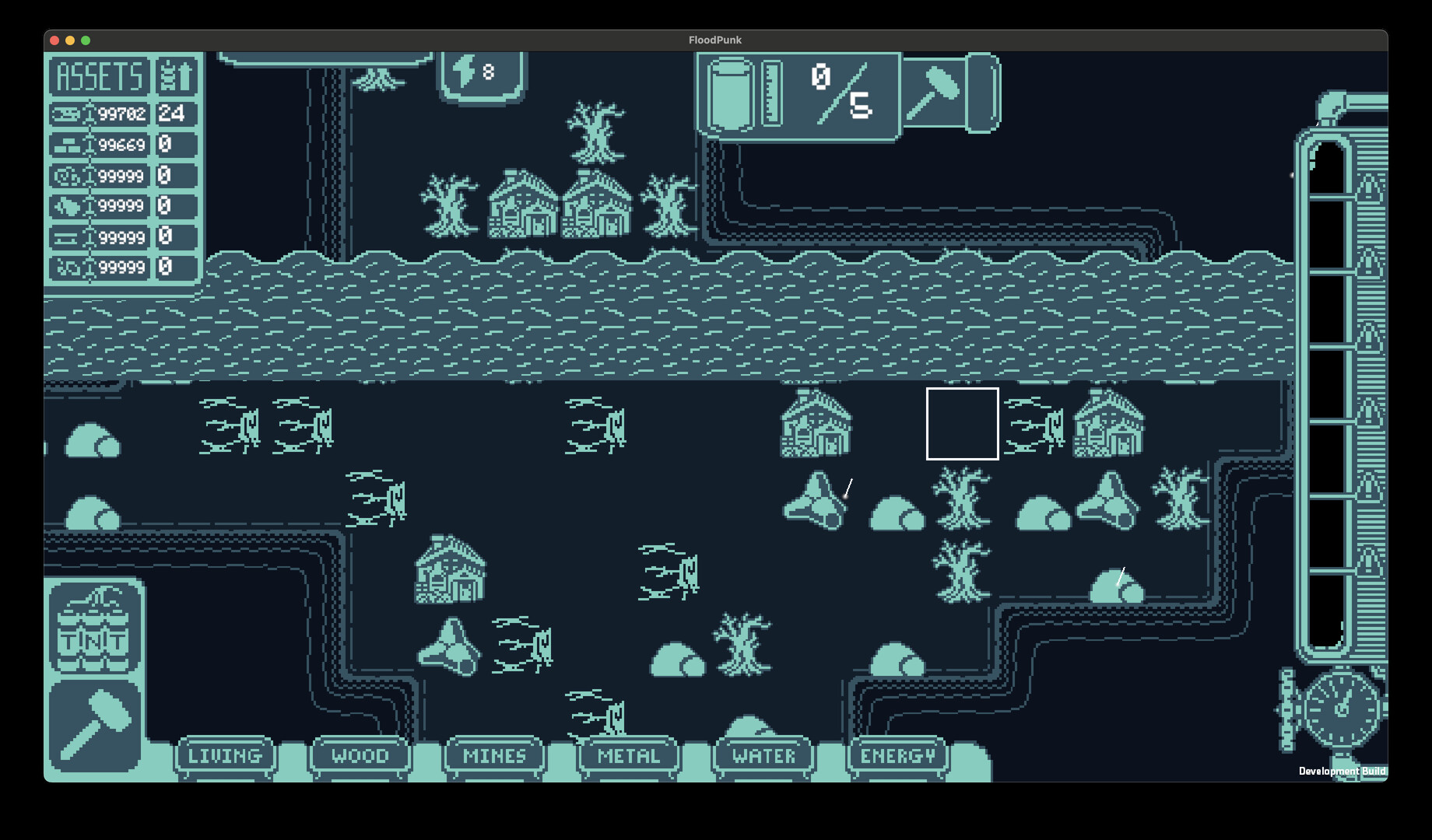 洪水龐克遊戲中的高塔與不斷上漲的洪水