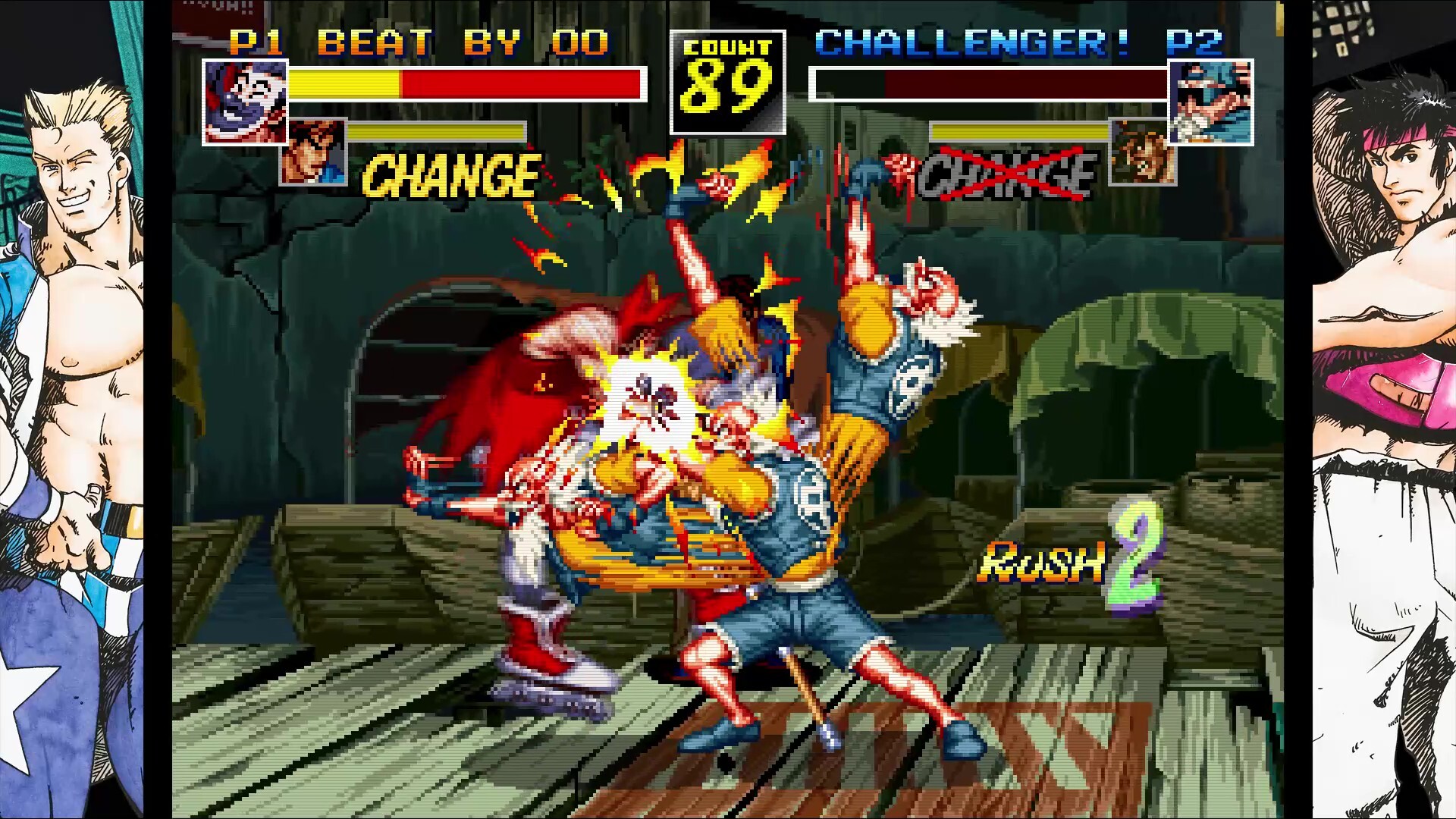 遊戲中角色對決的瞬間