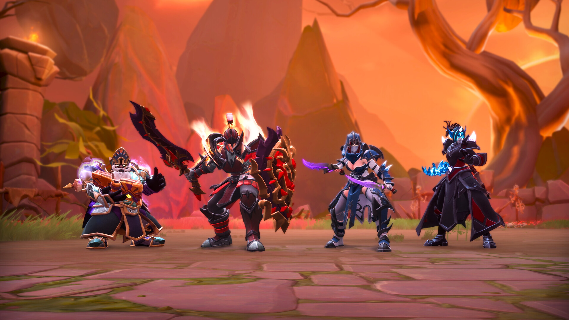 玩家隊伍正與一位巨大的地城首領進行激烈戰鬥。