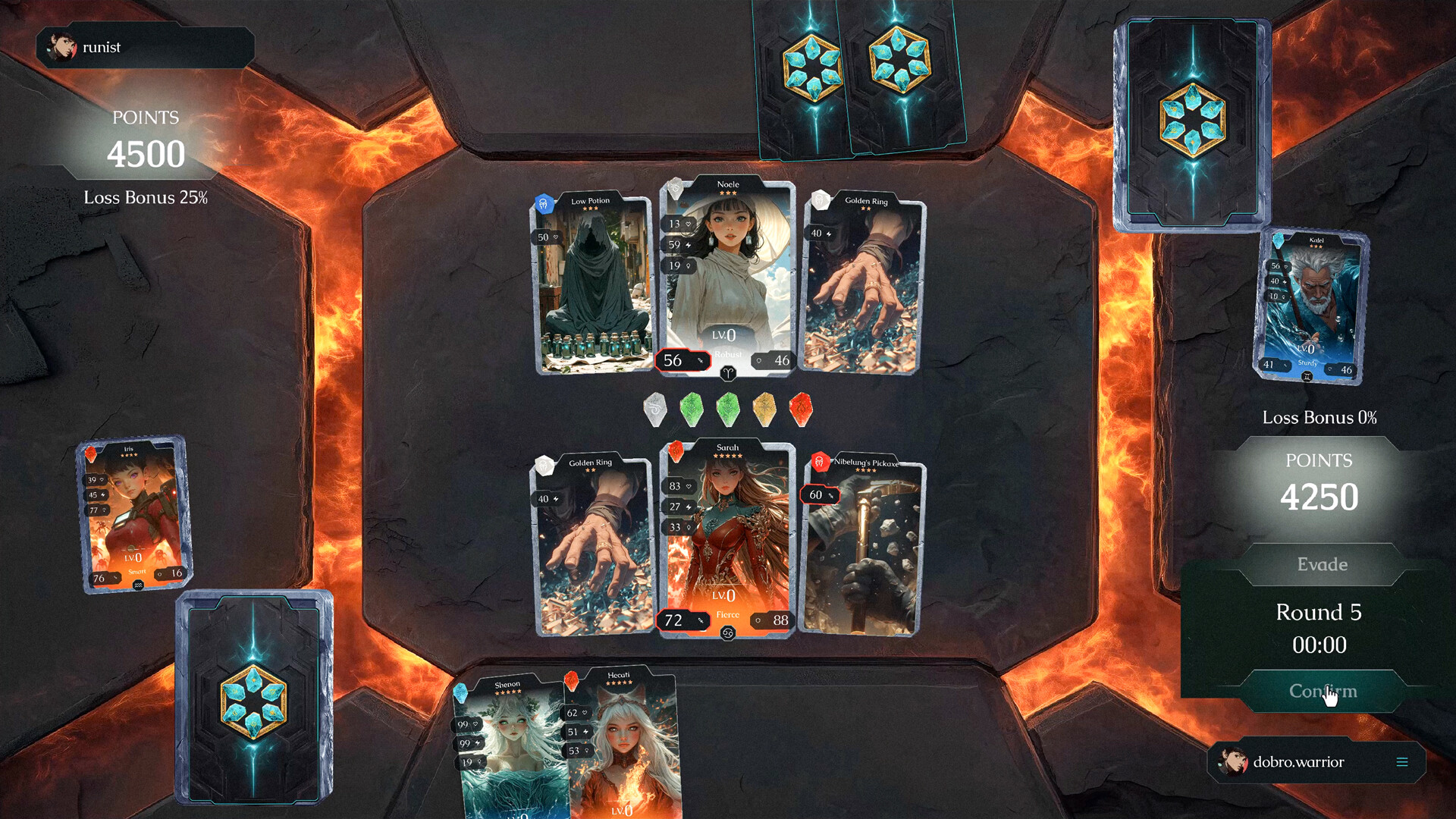 Dobro Goranku 遊戲中卡牌對戰的特寫