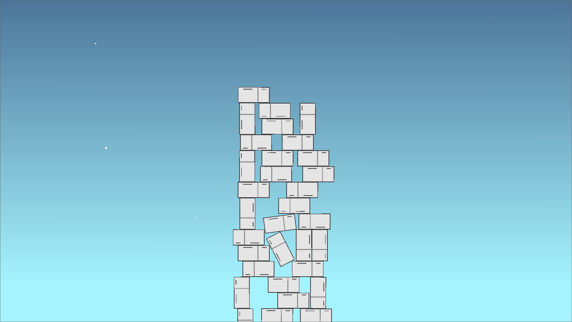 遊戲實際畫面，玩家正在堆疊第一台冰箱。