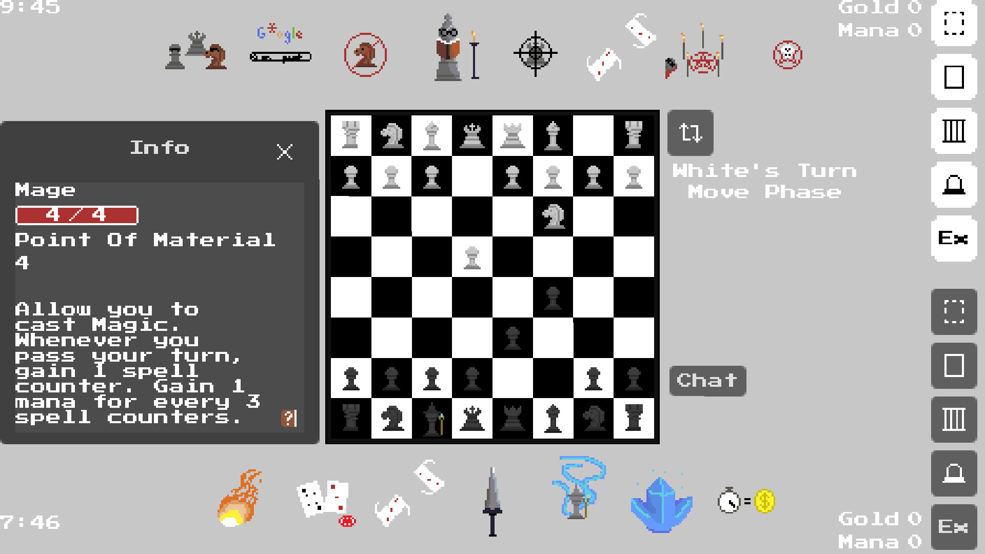 遊戲中的對戰畫面,棋盤與手牌一目了然