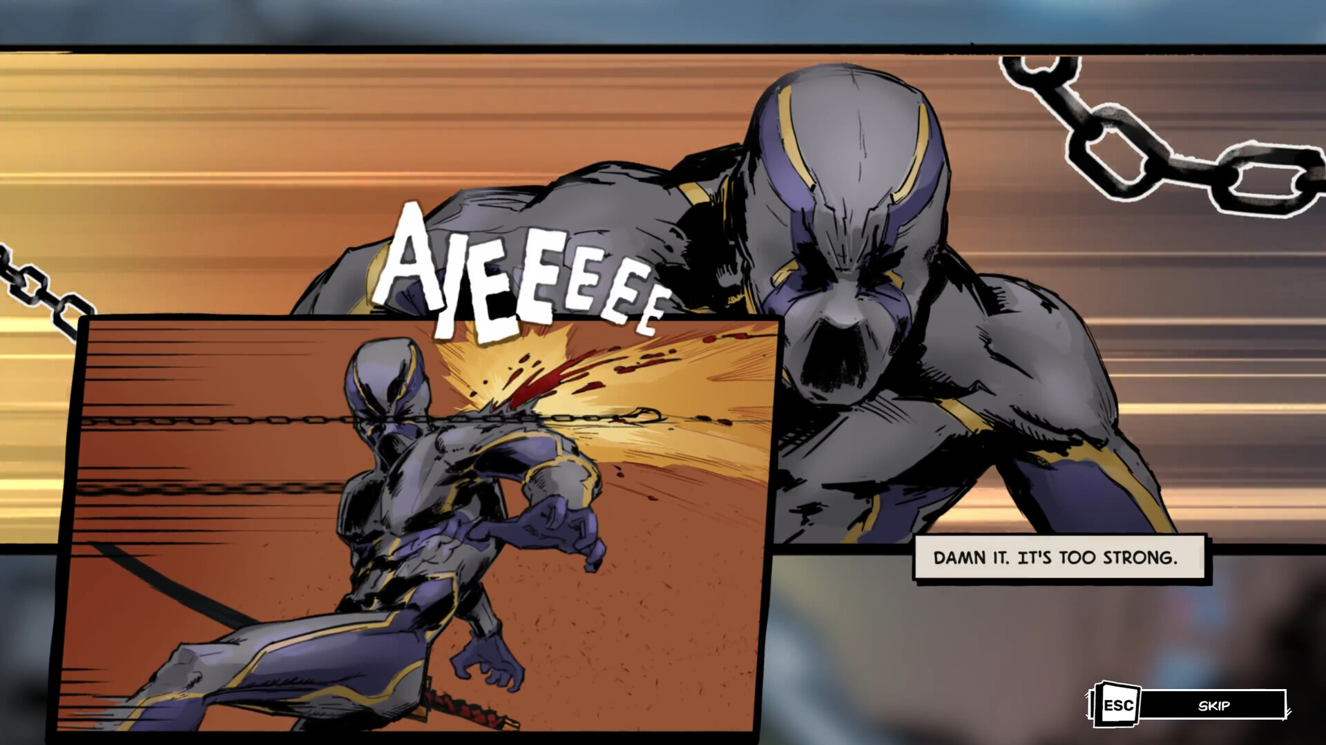 遊戲中的戰鬥場景，呈現獨特的漫畫風格