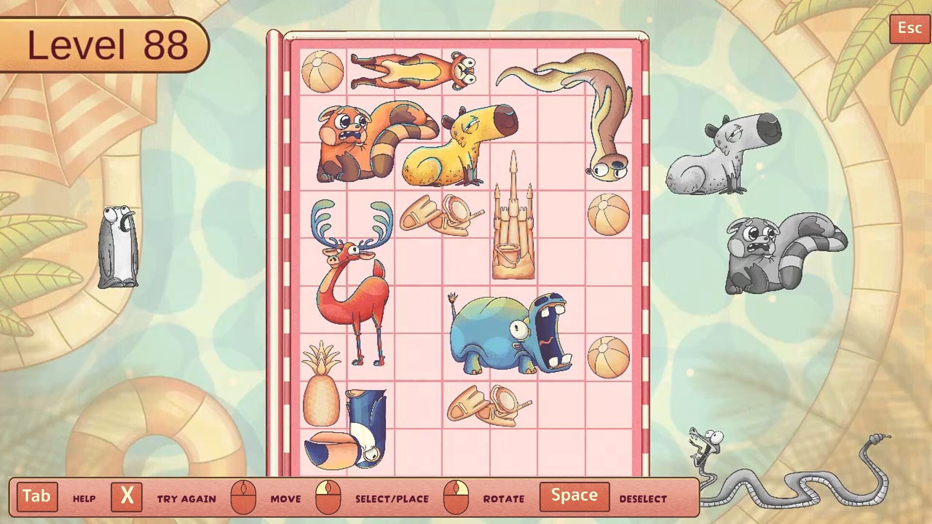 遊戲中出現水豚和蛇等各式各樣的動物。