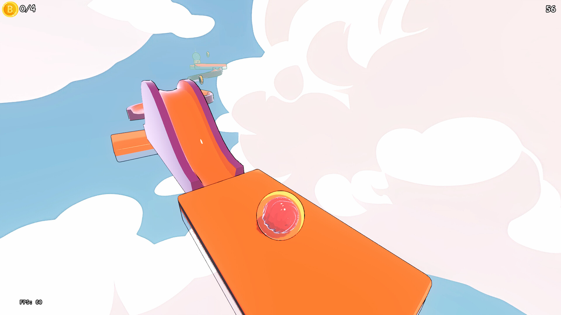 玩家控制的圓球跳躍於分離的平台之間