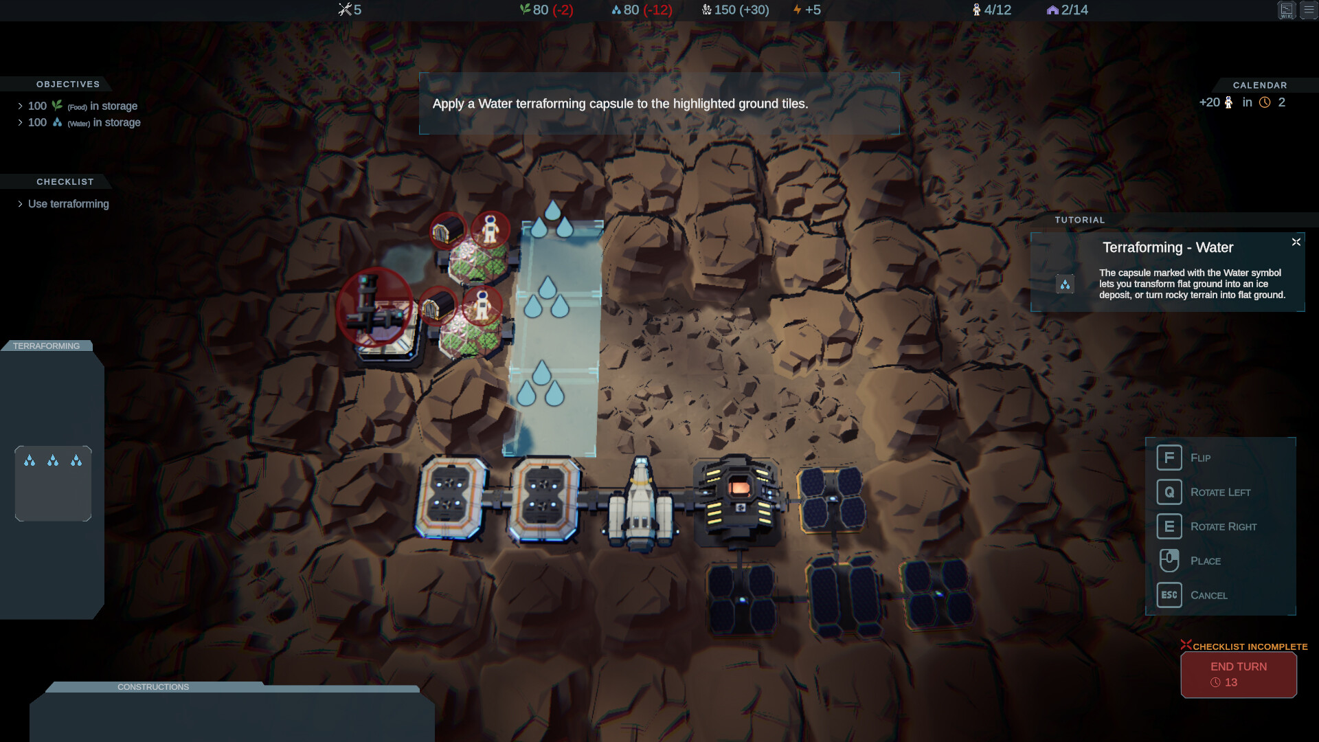 遊戲畫面展示了火星地表的改造，玩家可以創造水源與資源。