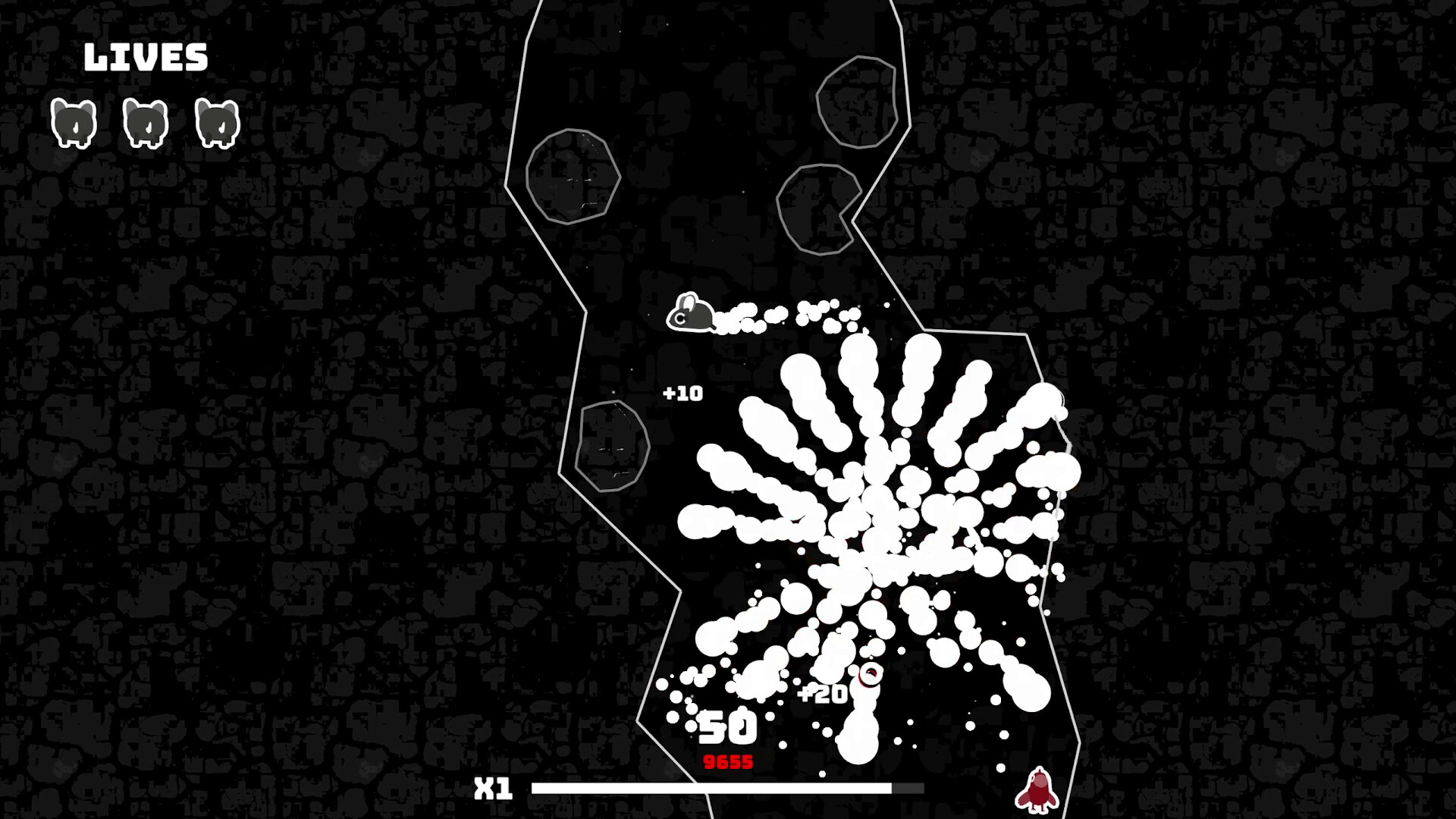 遊戲中的連擊分數顯示，玩家正在攻擊敵人。