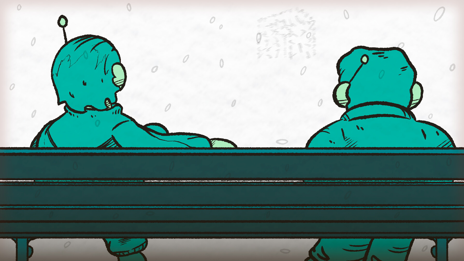 遊戲畫面呈現出主角空洞的眼神與單調的室內環境。