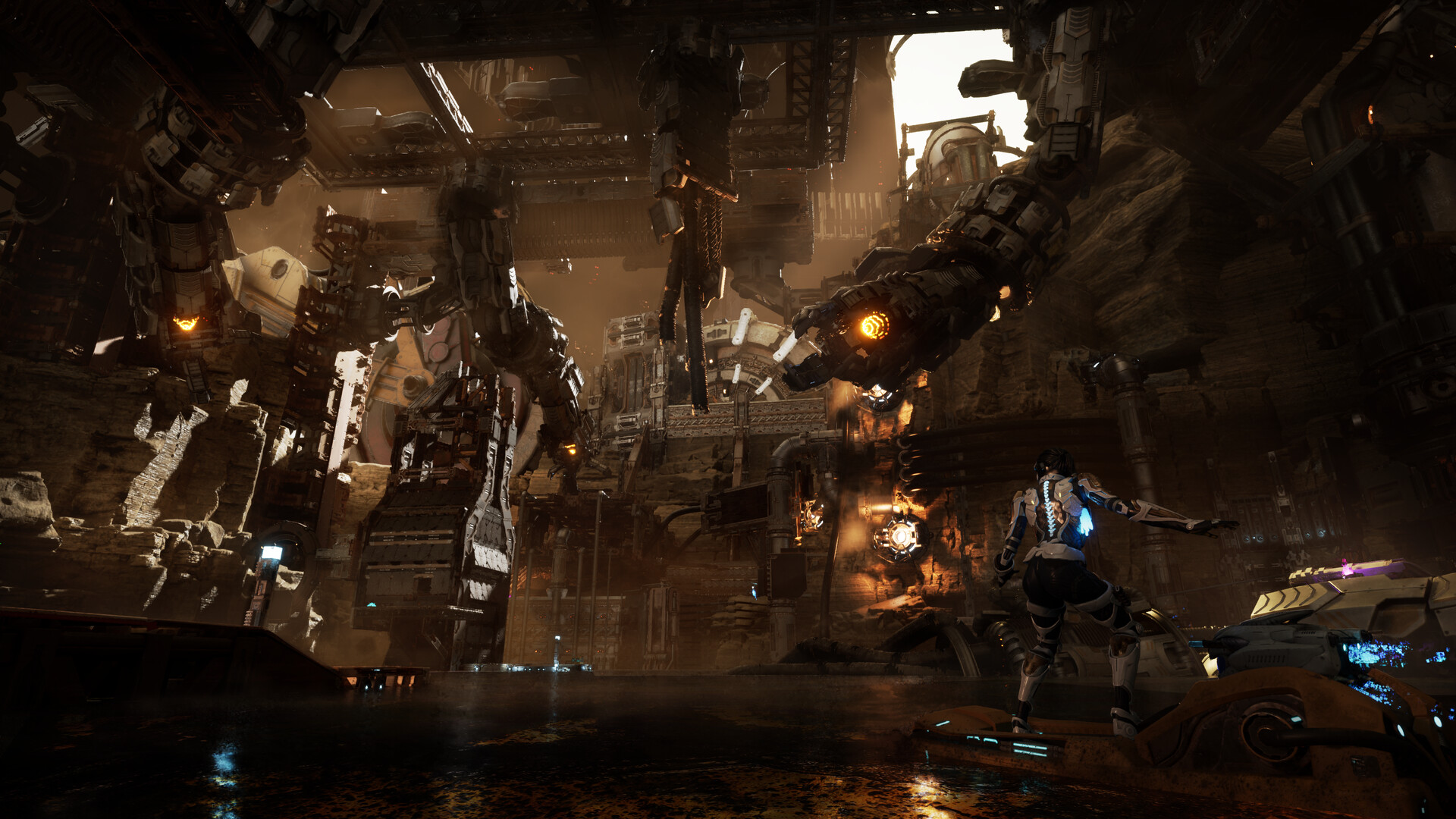 遊戲場景充滿了巨大的金屬結構