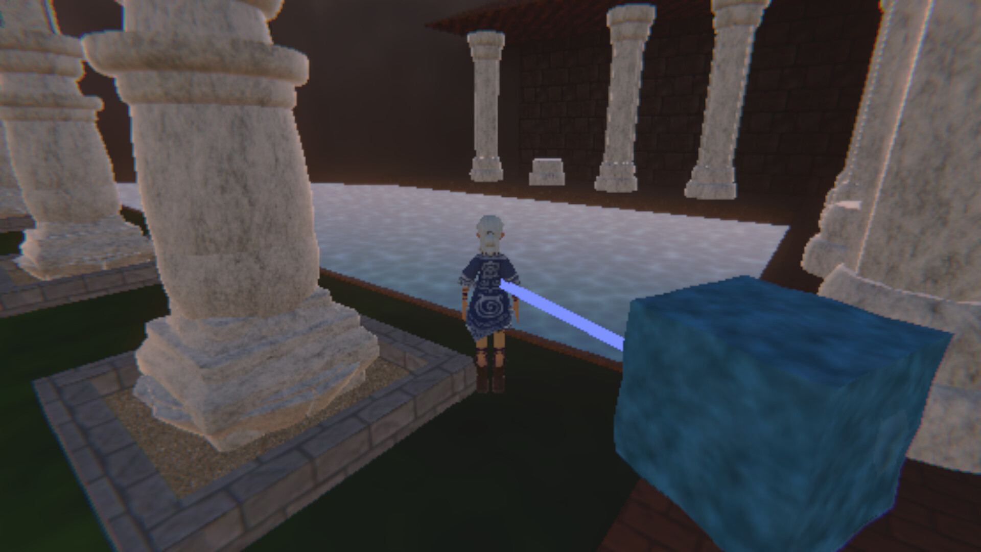 廣闊的遊戲世界,遠處有巨大的建築結構