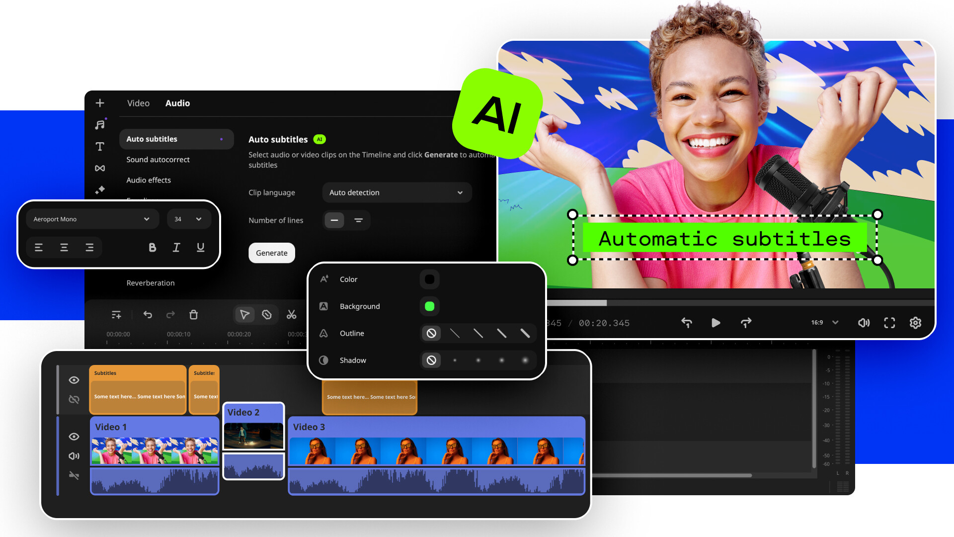 Movavi Video Editor 2025 軟體介面展示色彩調整功能。