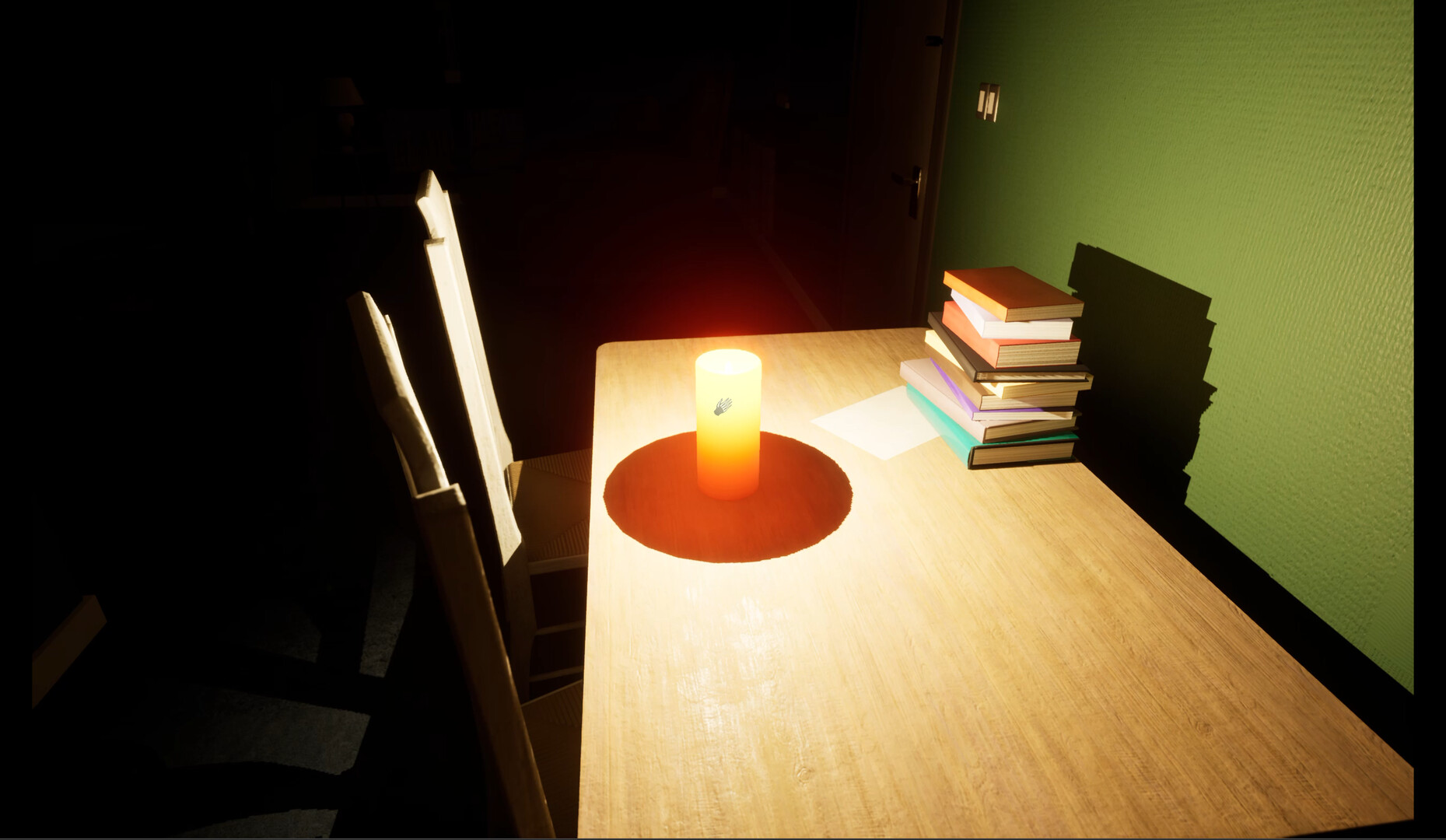 一個詭異的房間,牆上似乎有不祥的痕跡。