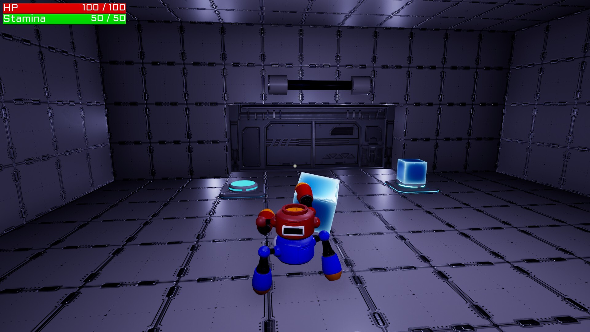 遊戲中的一個場景，展示了平台和需要合作的元素。