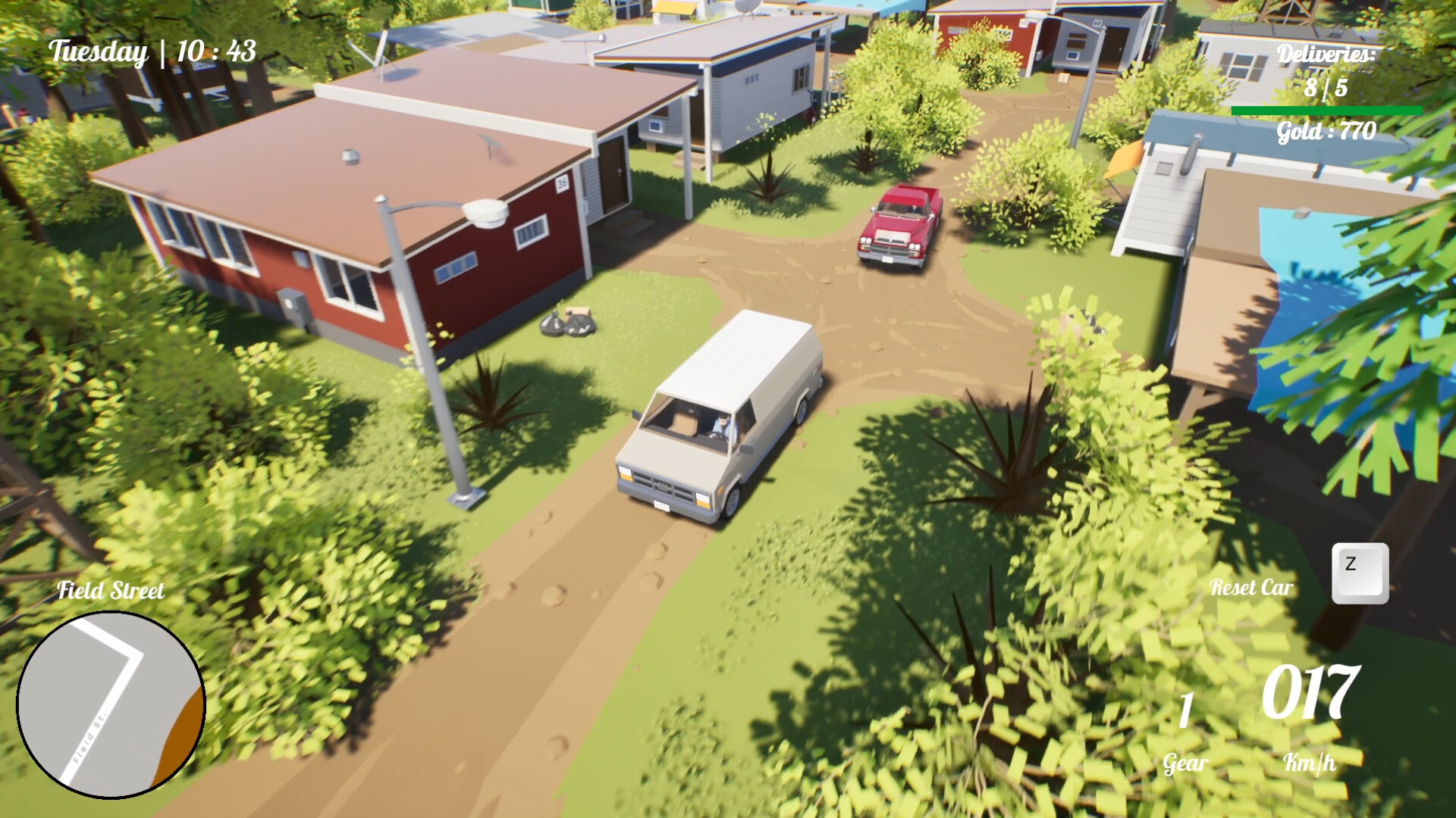 玩家駕駛貨車行駛在城市街道上