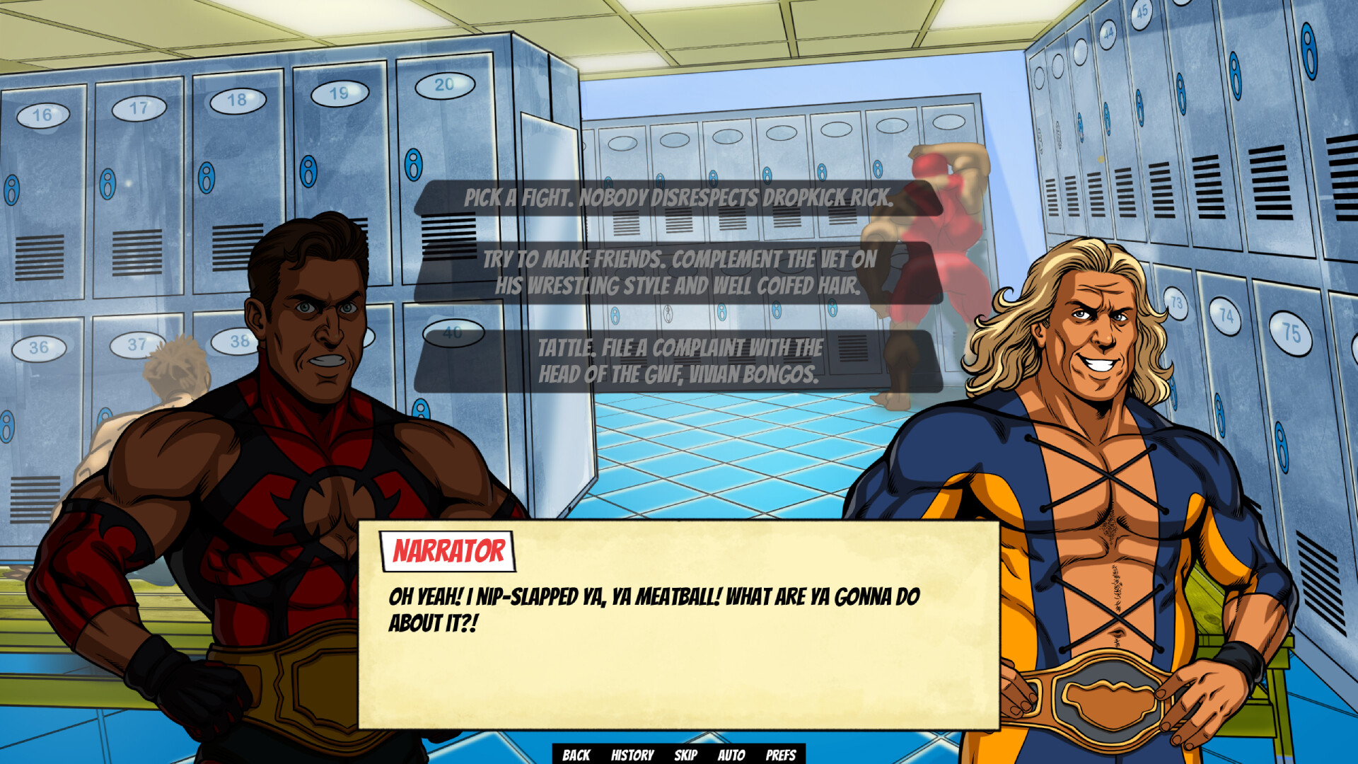 瑞克做出誇張的表情和動作,展現遊戲的幽默風格