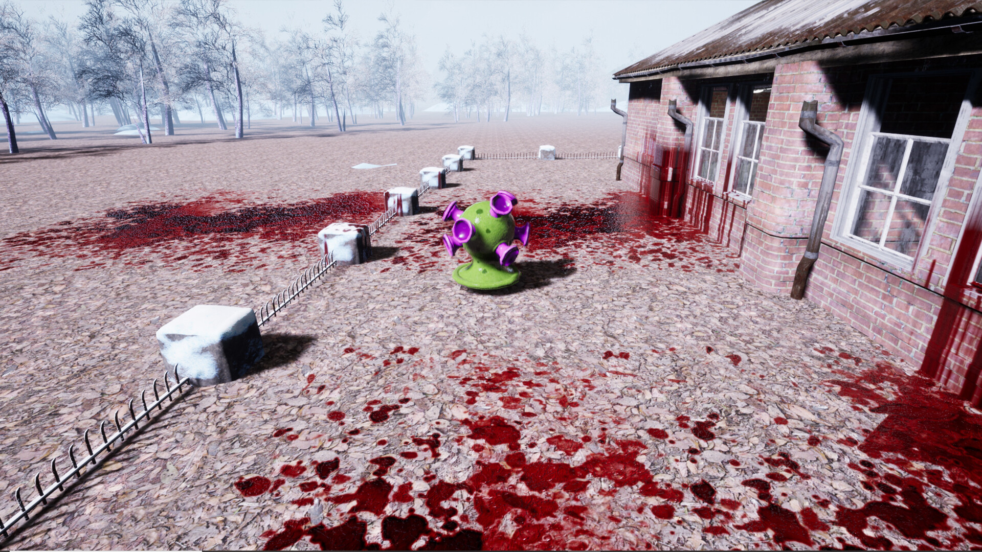 玩家扮演的病毒角色在遊戲場景中探索