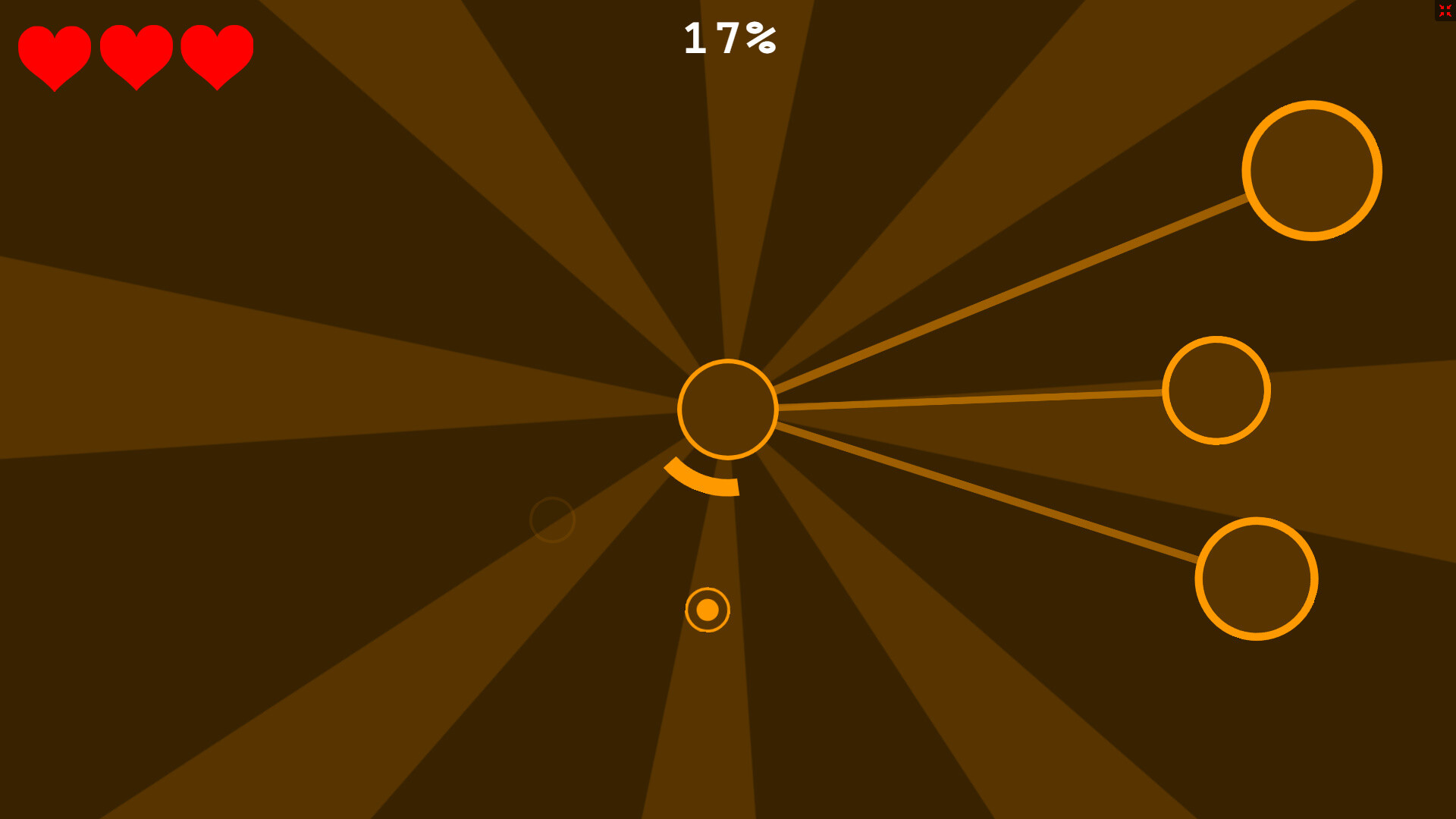 遊戲畫面展示了不同顏色和形狀的圖形向中心襲來。