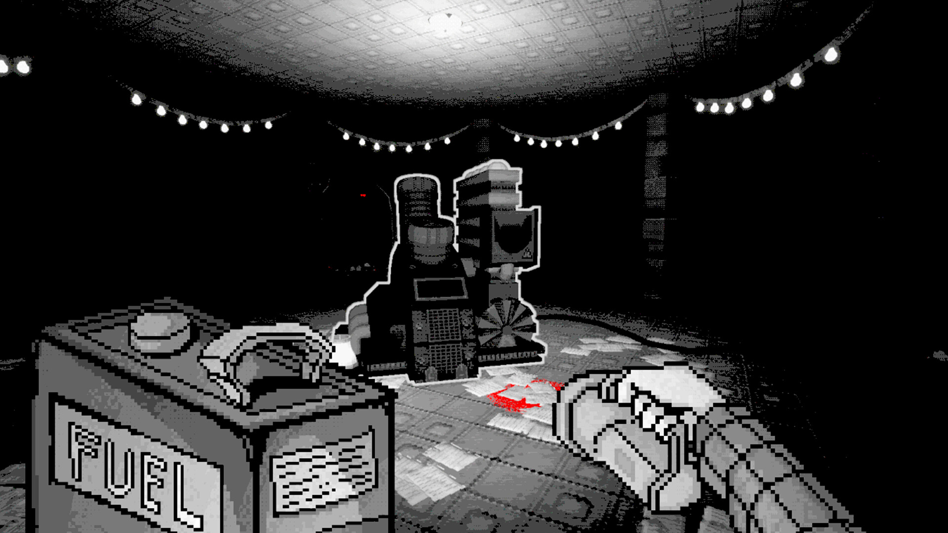 玩家手持手電筒在黑暗的走廊中探索