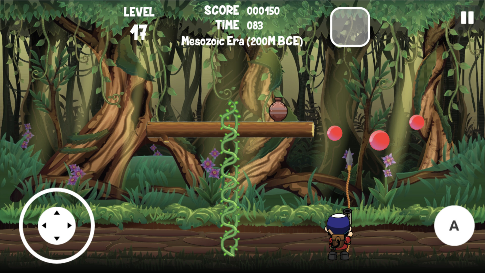 遊戲中的史前時代關卡,背景有火山與恐龍