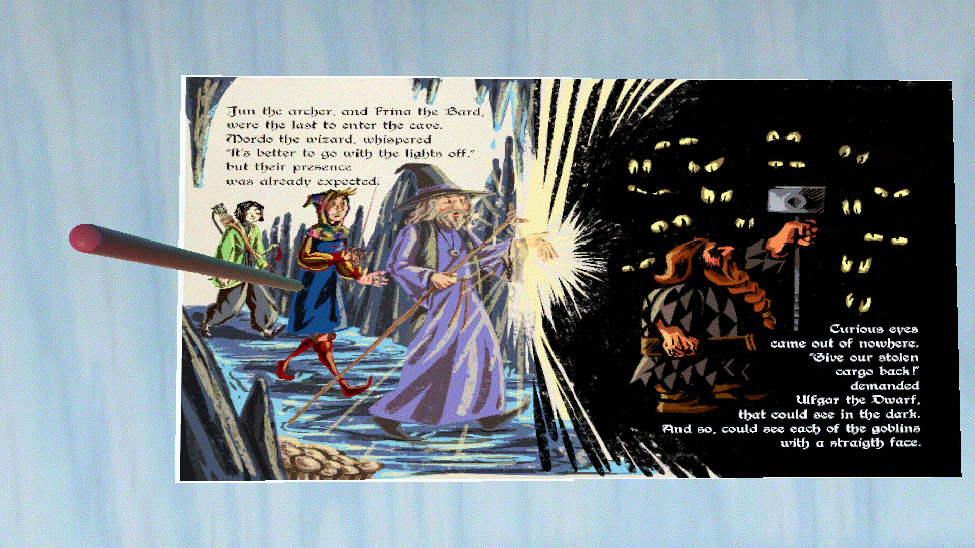 昏暗的房間內，僅有一盞燈照亮前方的道路。