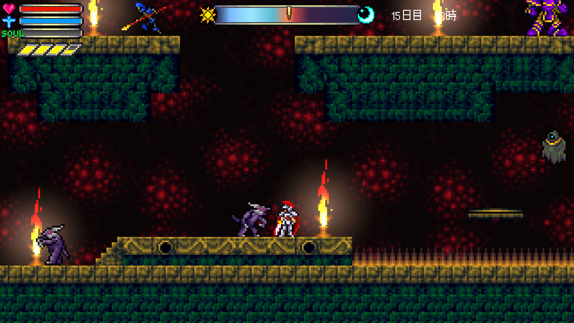 主角在城堡的戶外區域與飛行敵人作戰。