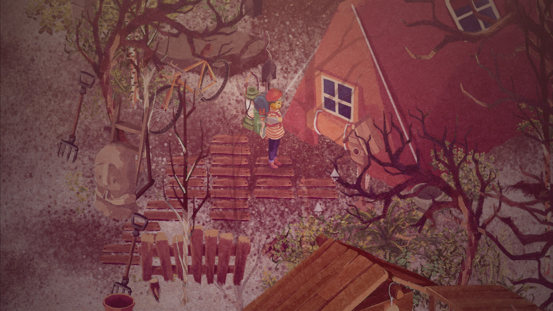 兩位玩家在花園中合作