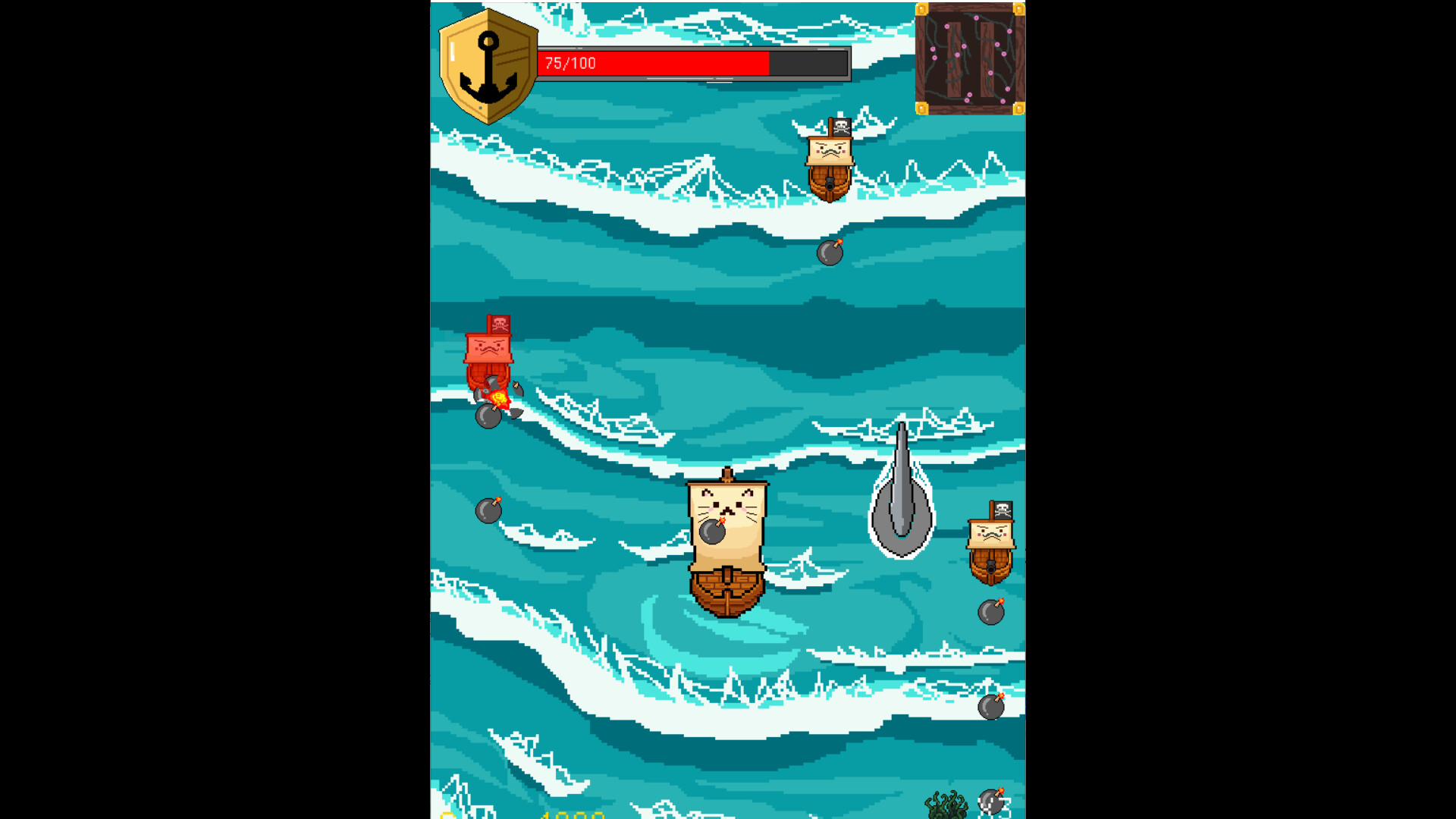 帆船發射密集彈幕攻擊敵人