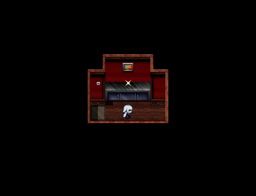 遊戲主角露娜獨自一人在房間裡,懸疑的氣氛油然而生。