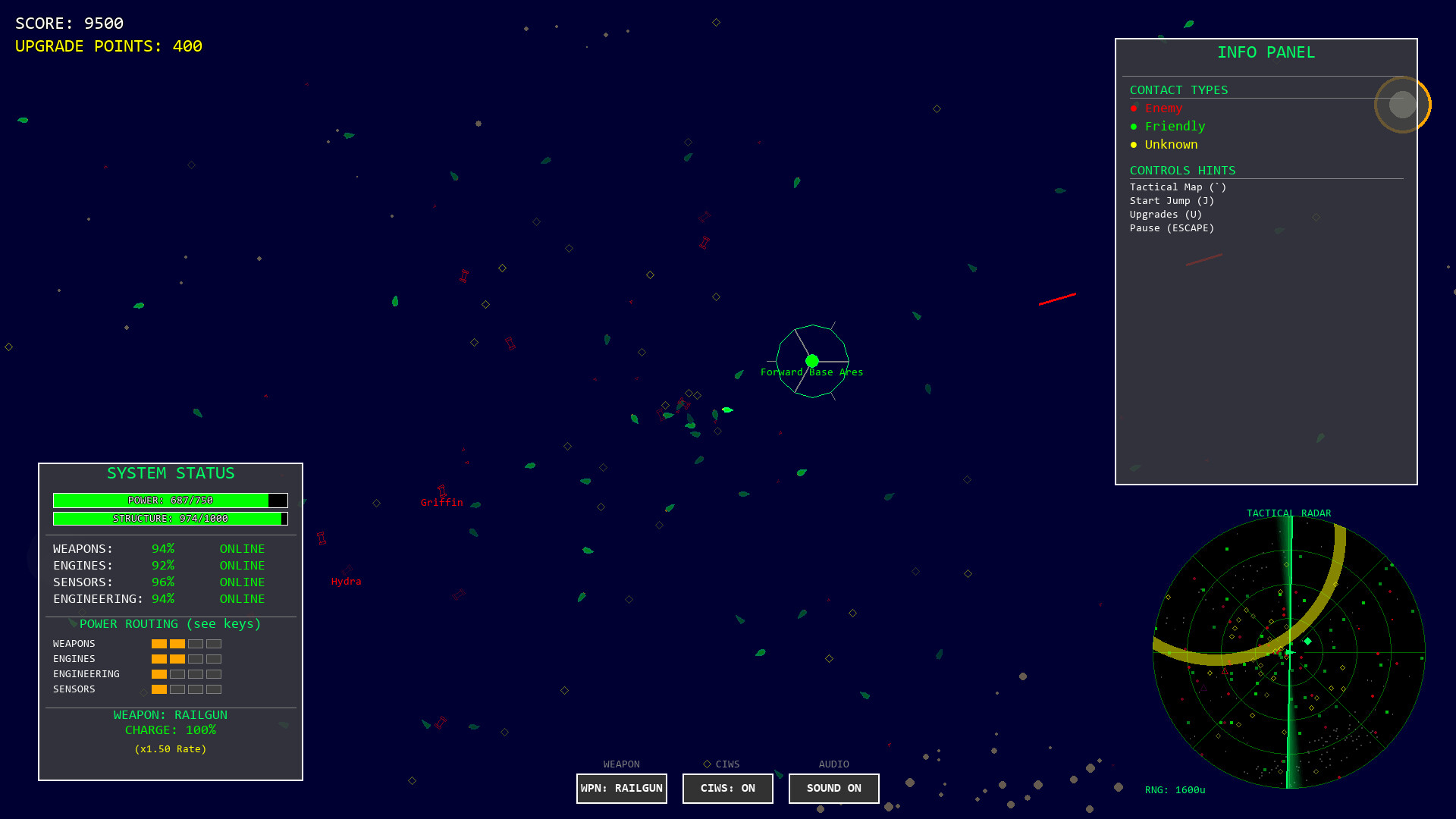 遊戲中的戰術雷達介面,顯示敵我雙方的光點