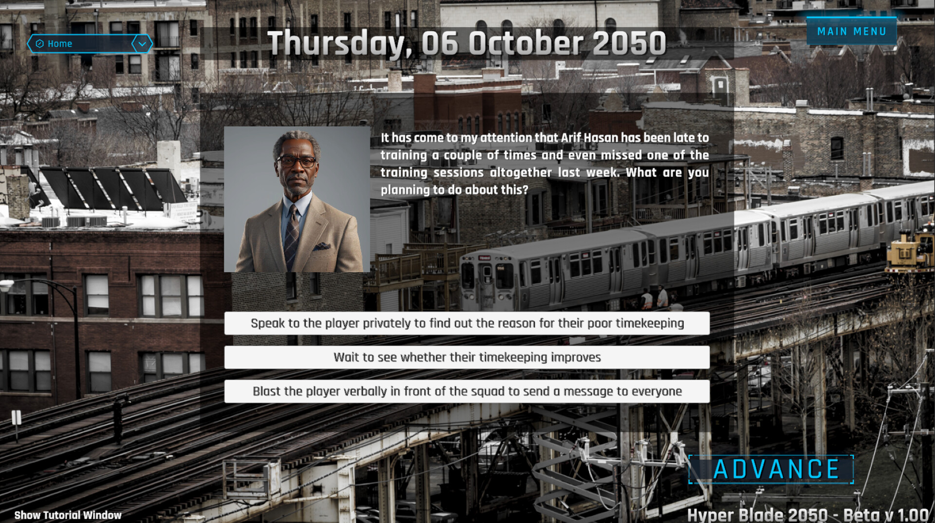 遊戲中的比賽畫面，以文字詳細描述賽況。