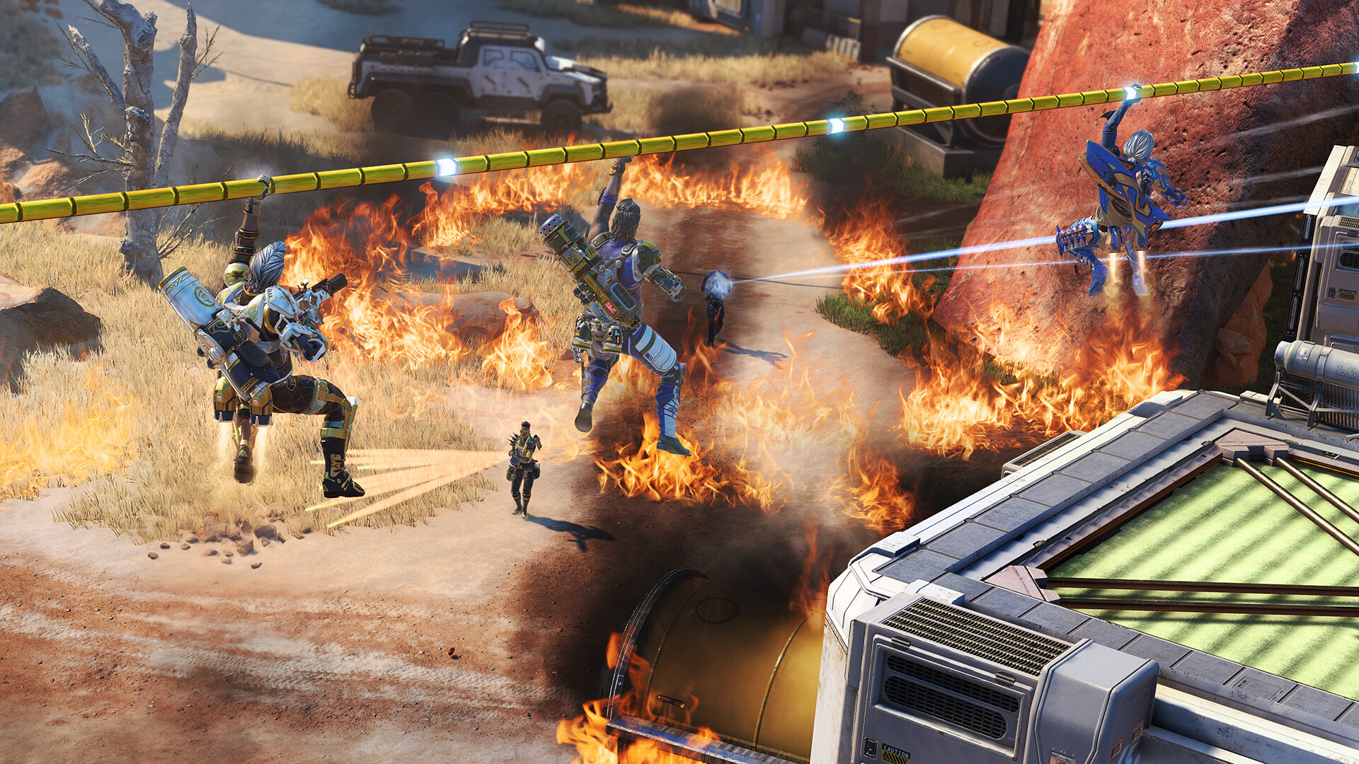 英雄們在戰場上合作無間