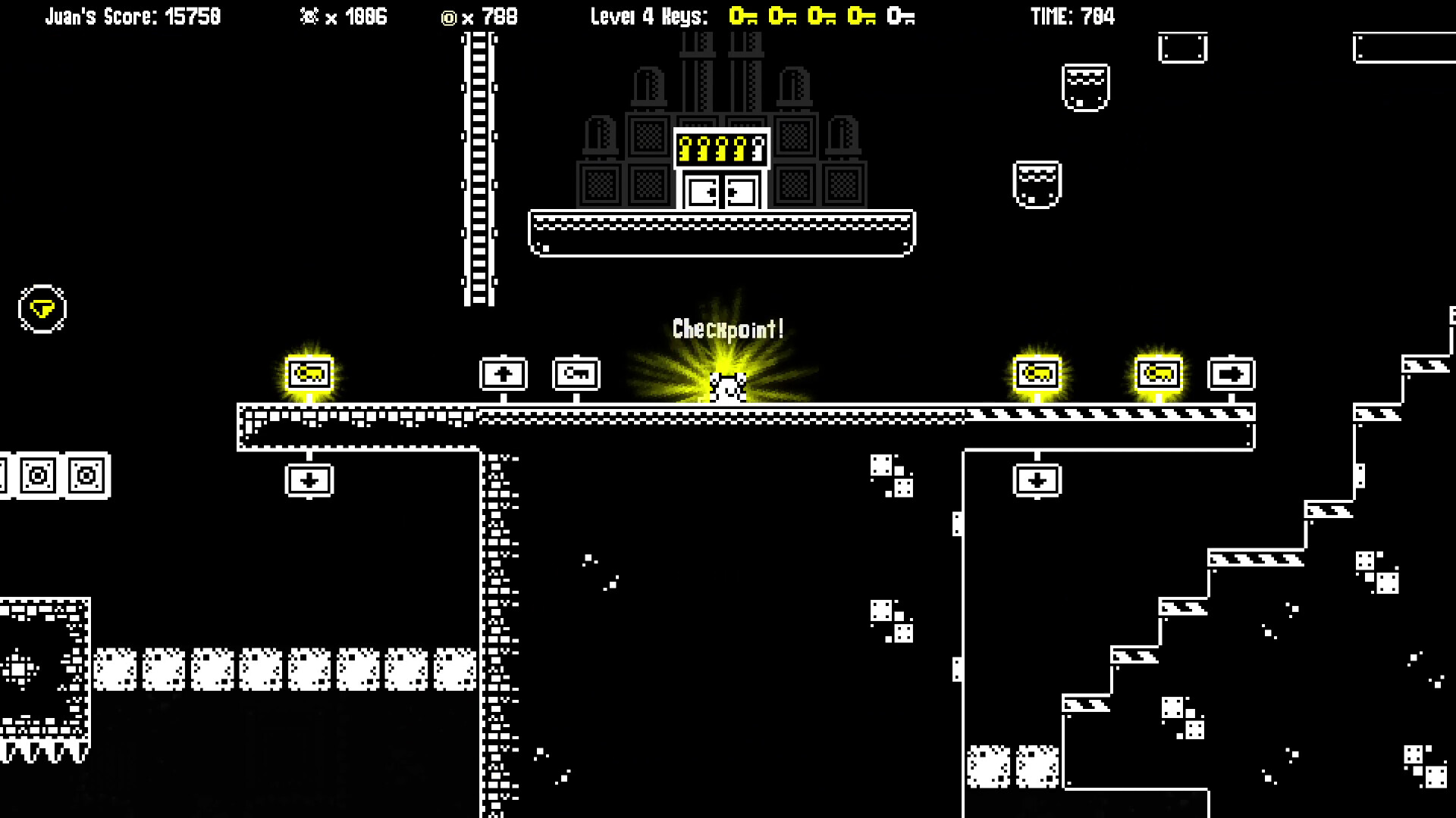 遊戲中的對話框與像素風格場景。