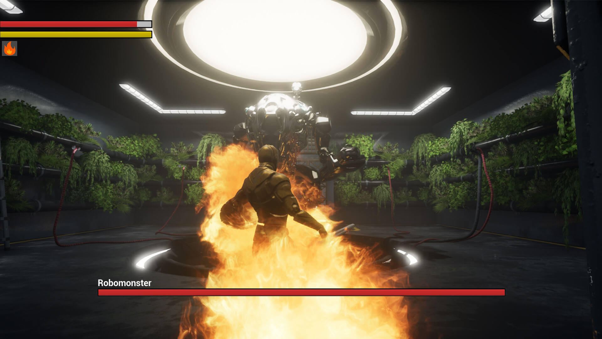 遊戲場景截圖，一名戰士在充滿岩石和樹木的戶外環境中探索。