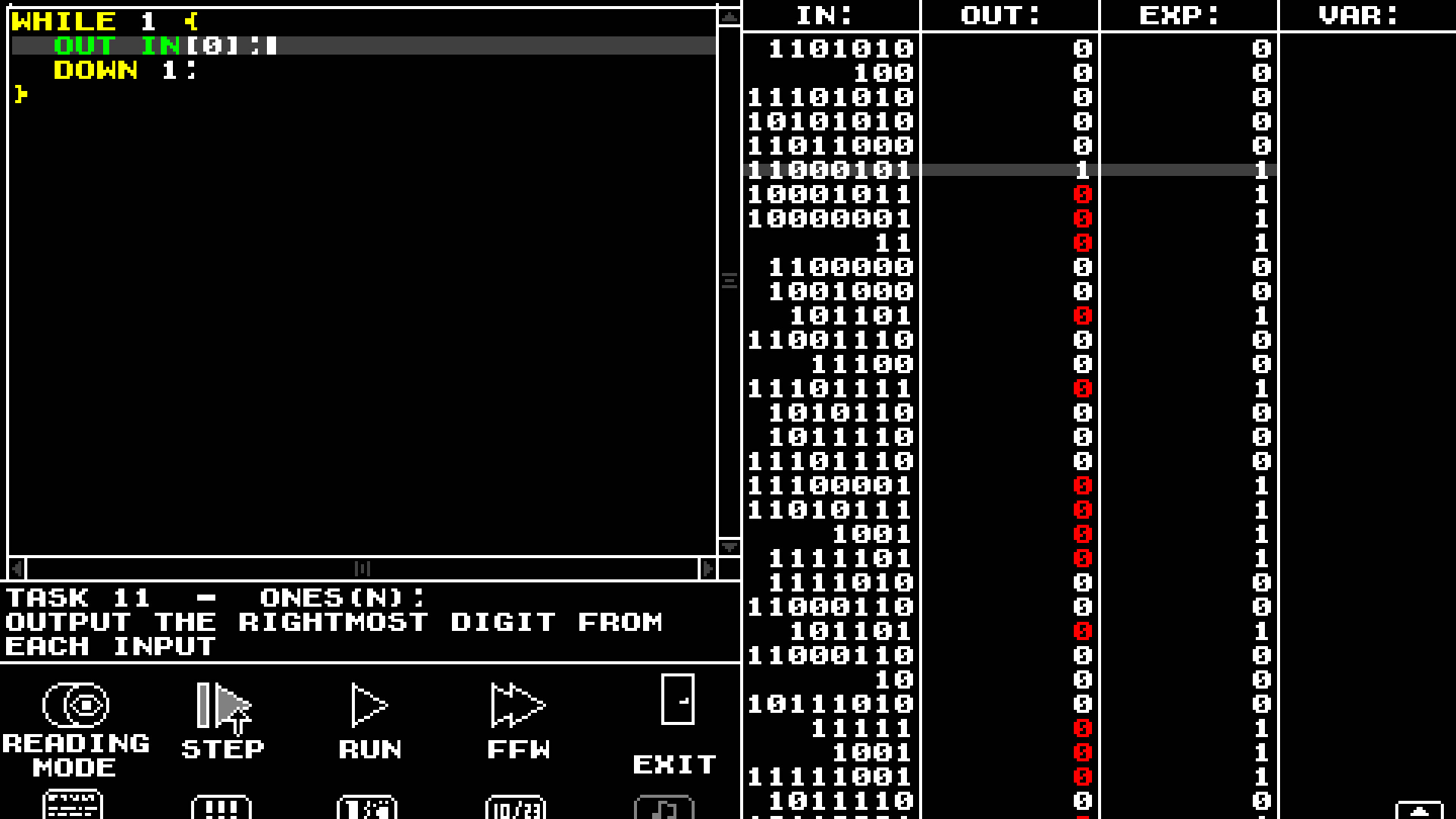 遊戲中一個關卡的目標與程式碼編輯器。