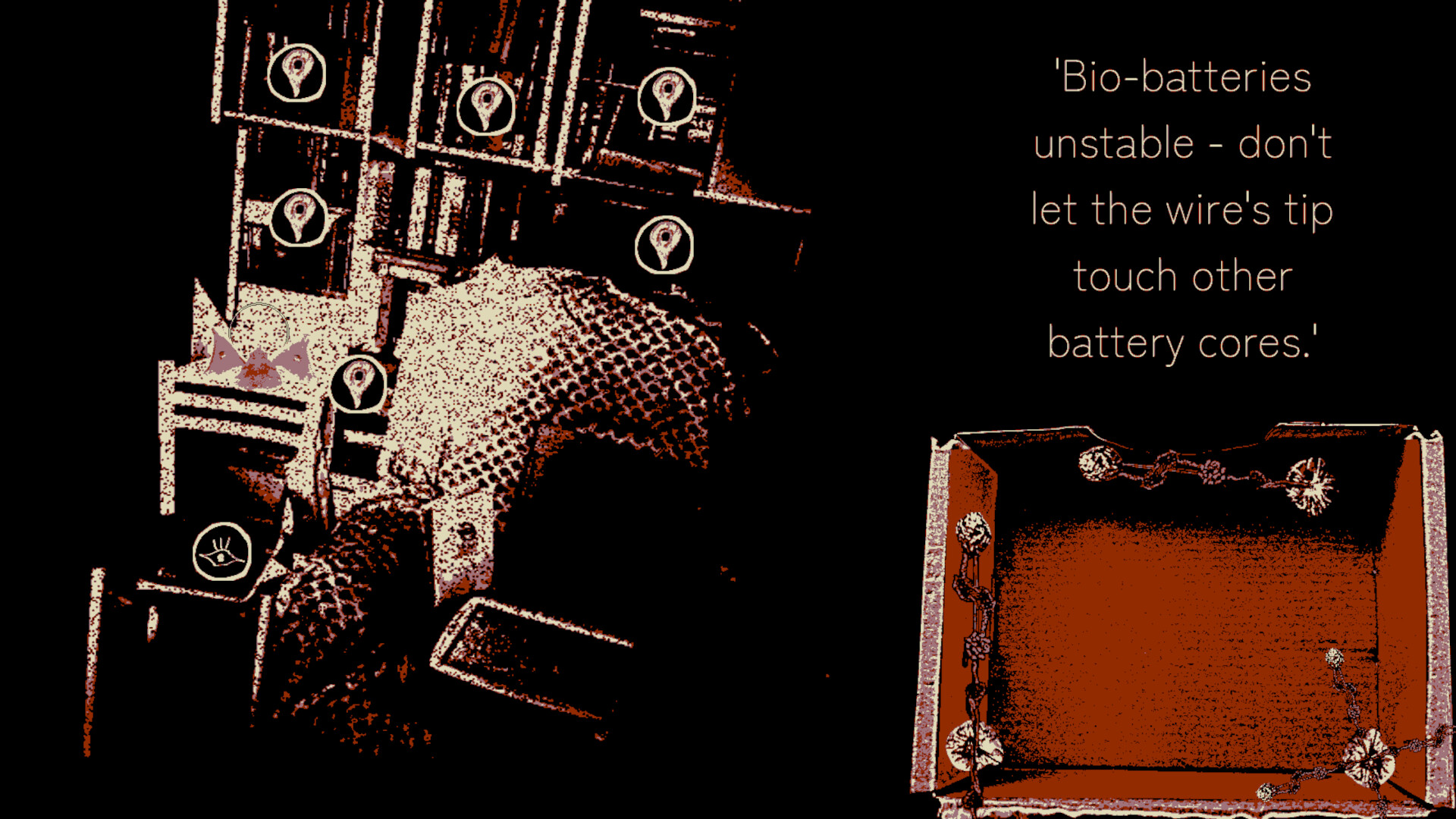 一個被符號和線條包圍的遊戲畫面。