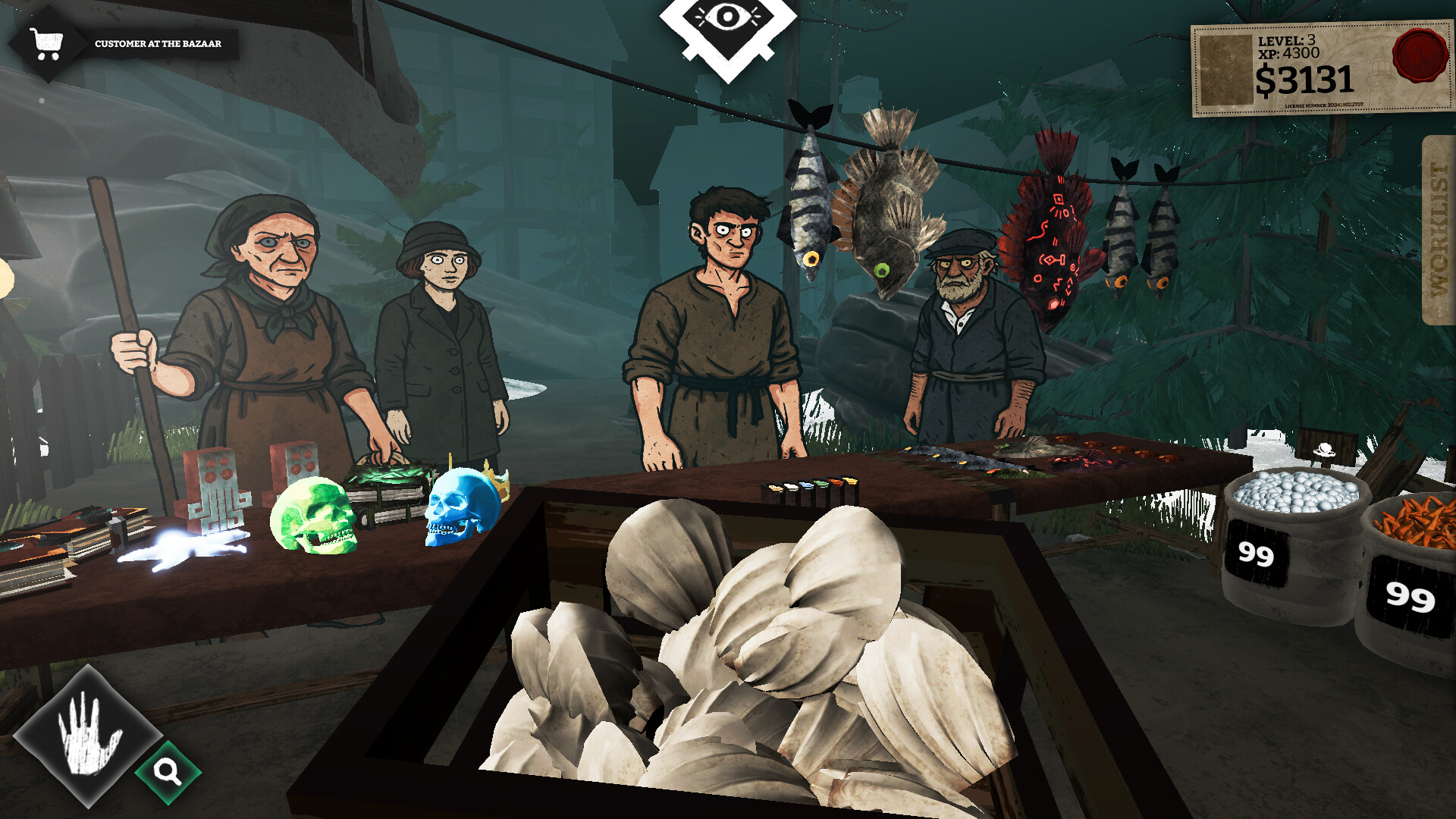 玩家可以在攤位上販售從海中尋獲的物品。