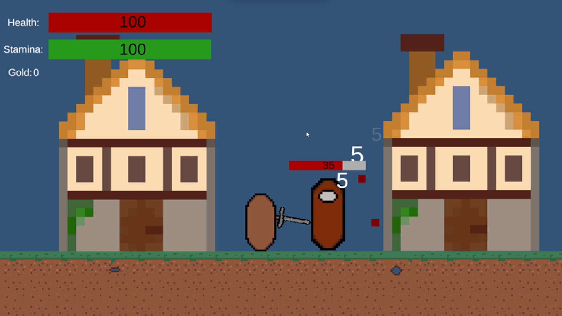 遊戲中的戰鬥畫面,豆豆主角正在與敵人對峙