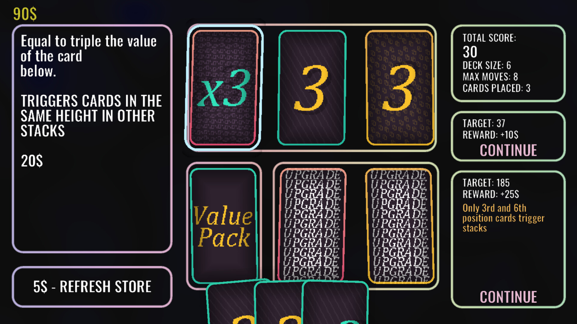 玩家在商店中選購新卡牌以強化牌組